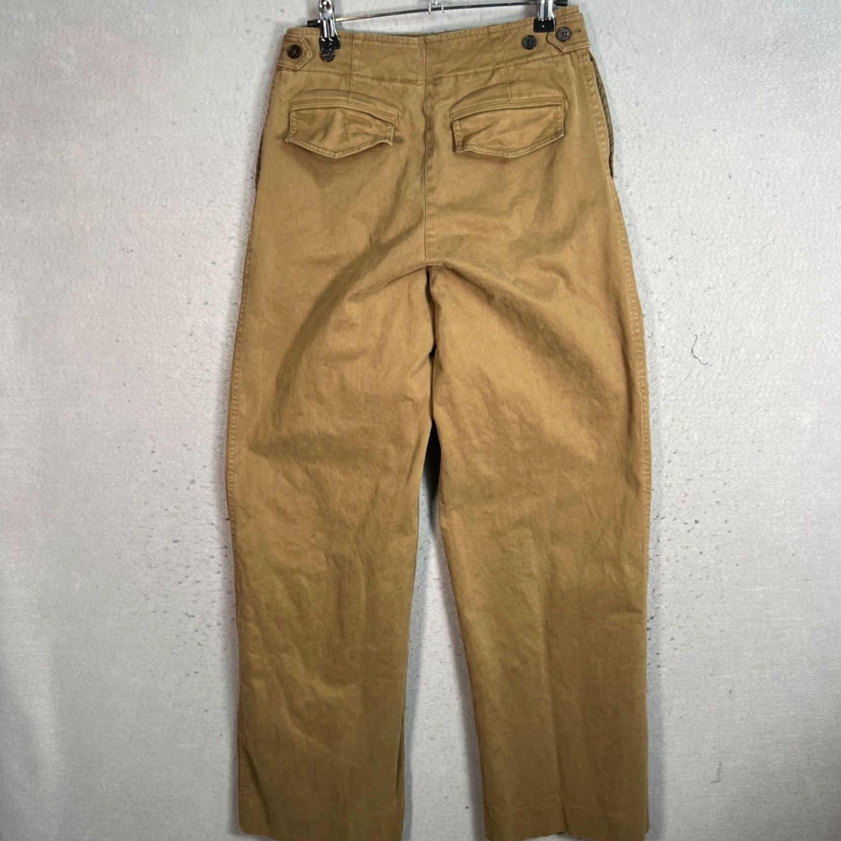 Vintage VINTAGE LVIR LA Project Womens Khaki High-Waisted Wide-Leg Cotton Blend Pants Size Small Size 28" / US 6 / IT 42 - 2 Thumbnail