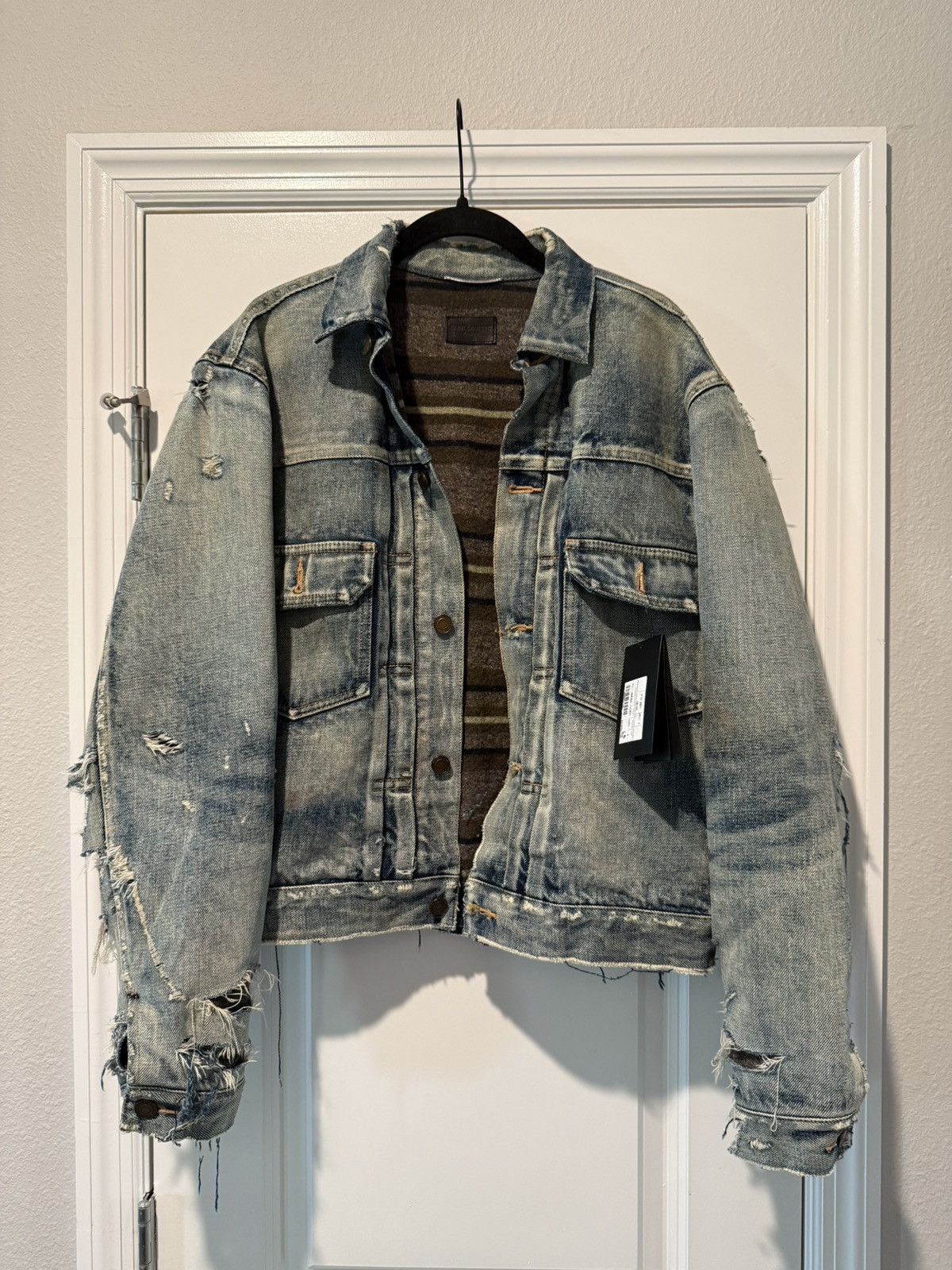 Saint Laurent Paris Saint Laurent made in japan distressed denim jacket Size US S / EU 44-46 / 1 - 1 Thumbnail