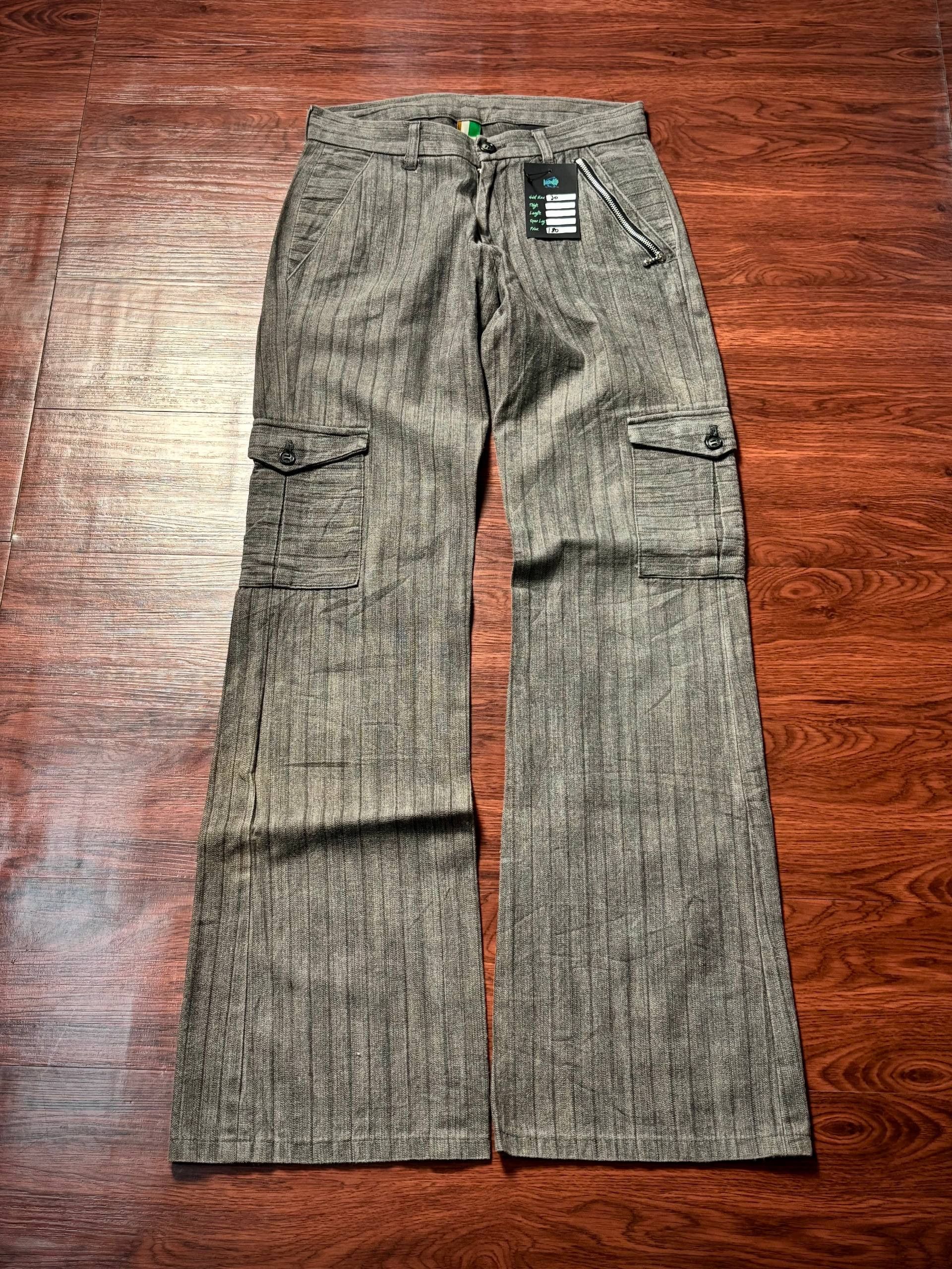 Kapital Vintage Pinstripe Hickory Kapital Style Cargo Flare Pants Size 30" / US 8 / IT 44 - 1 Thumbnail