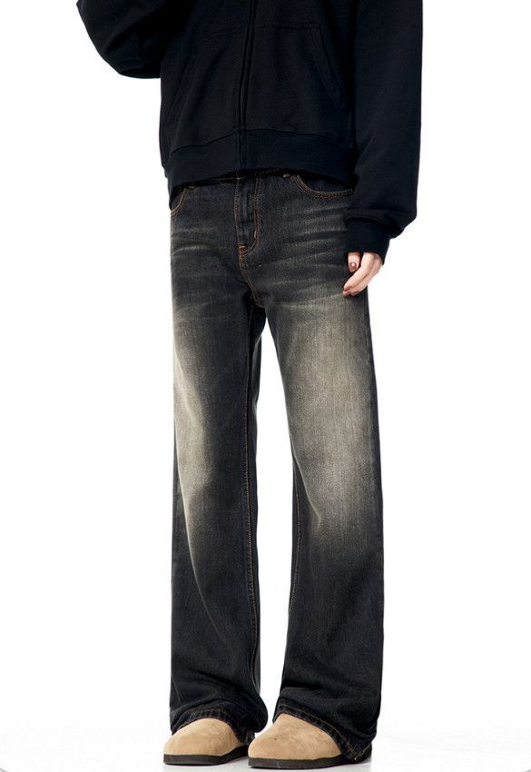 Vintage Retro men's loose street casual cleanfit black flared jeans Size US 32 / EU 48 - 2 Thumbnail