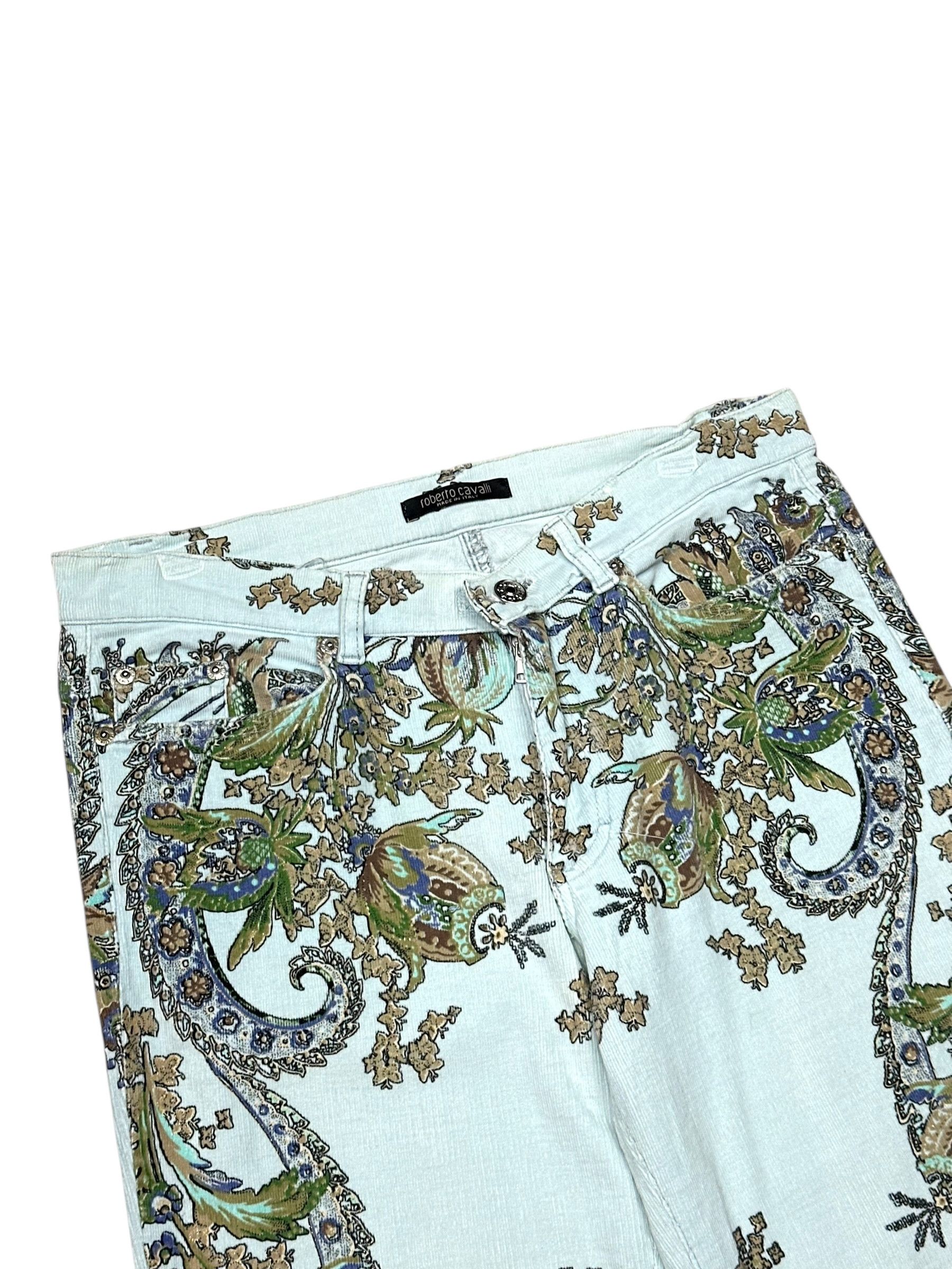 Roberto Cavalli Cavalli Rare Traditional Printed Velvet Pants Size 30" / US 8 / IT 44 - 2 Thumbnail
