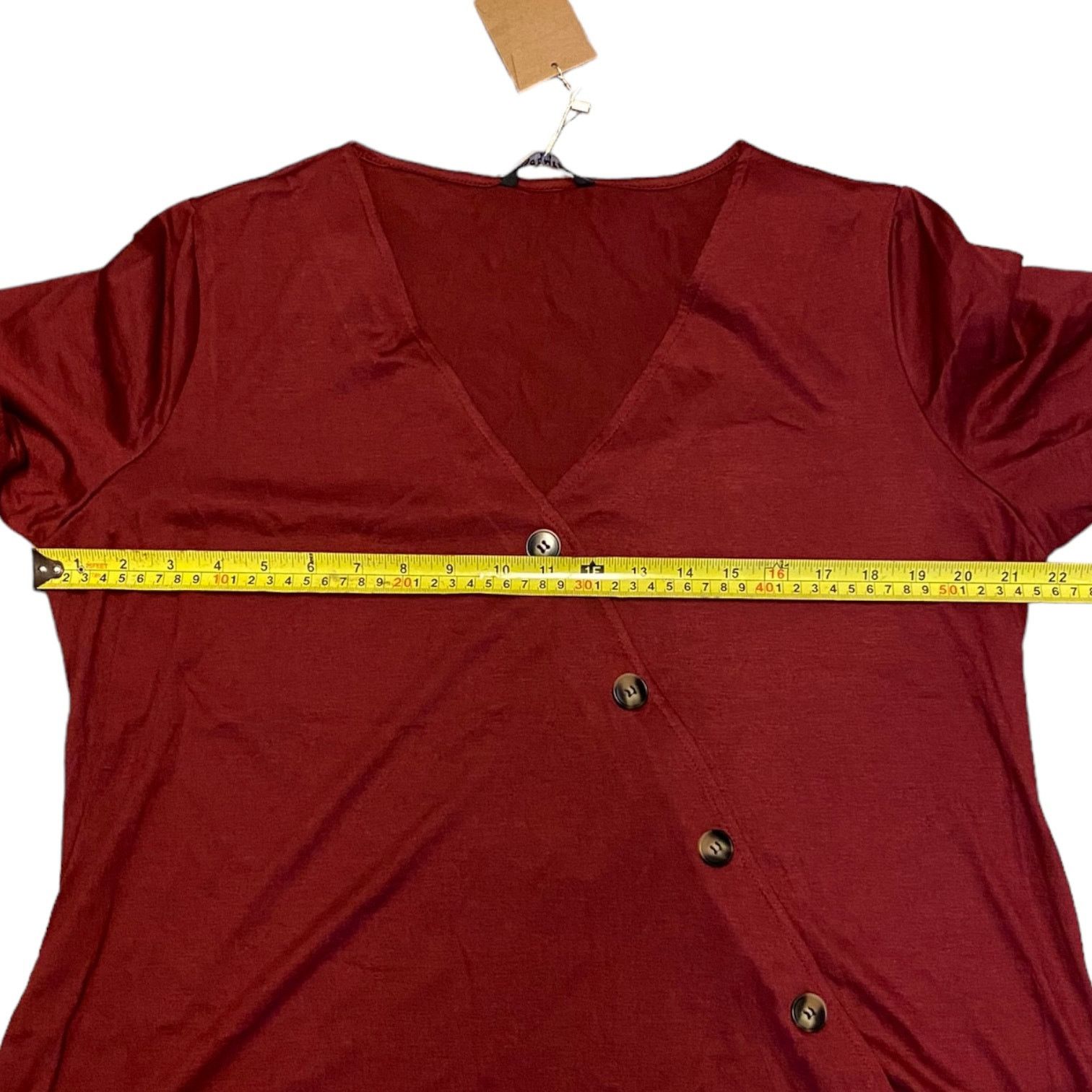 Other Bloomchic Maroon Red V Neck Button Detail Shirt Size 10 Size L / US 10 / IT 46 - 4 Thumbnail