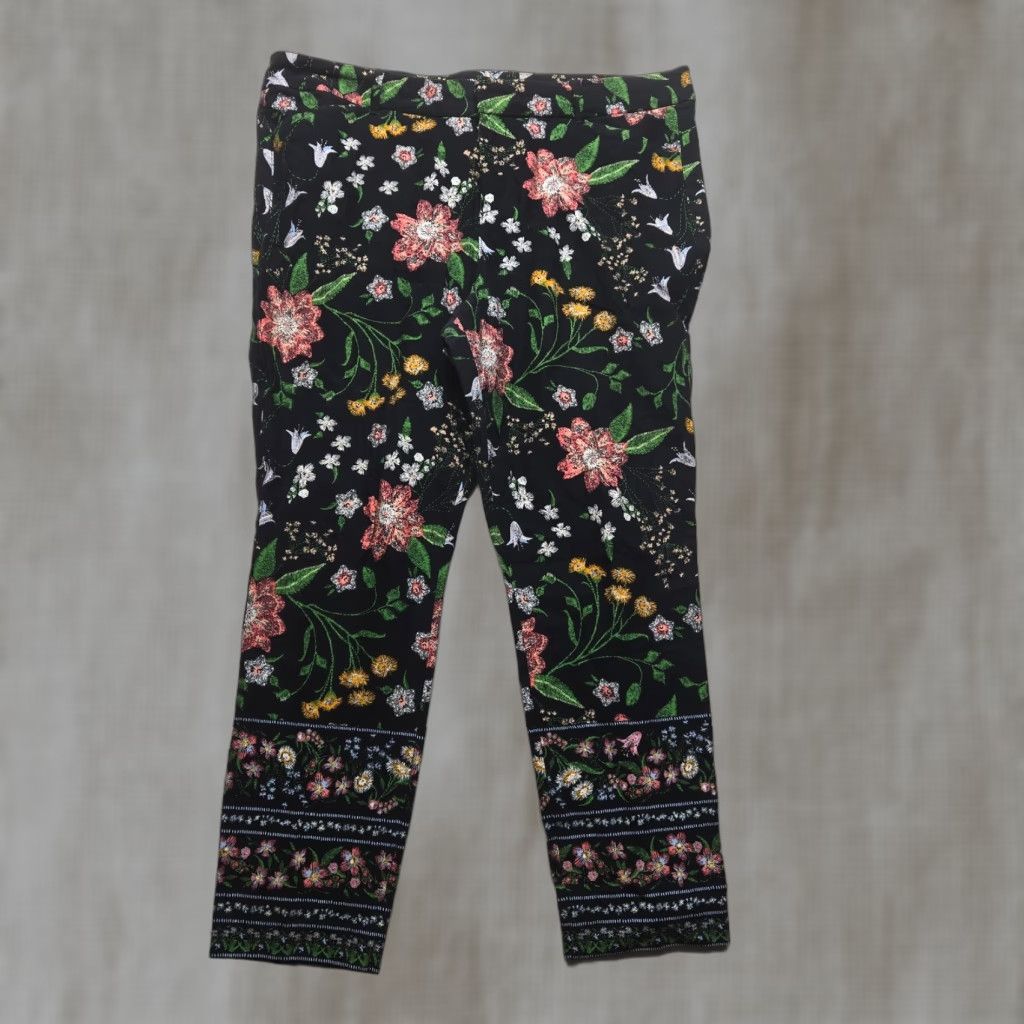 Old Navy Old Navy Floral Pants Women's 16 Mid Rise Skinny Ankle Casual Workwear Blue Size 38" / US 16 / IT 52 - 1 Thumbnail