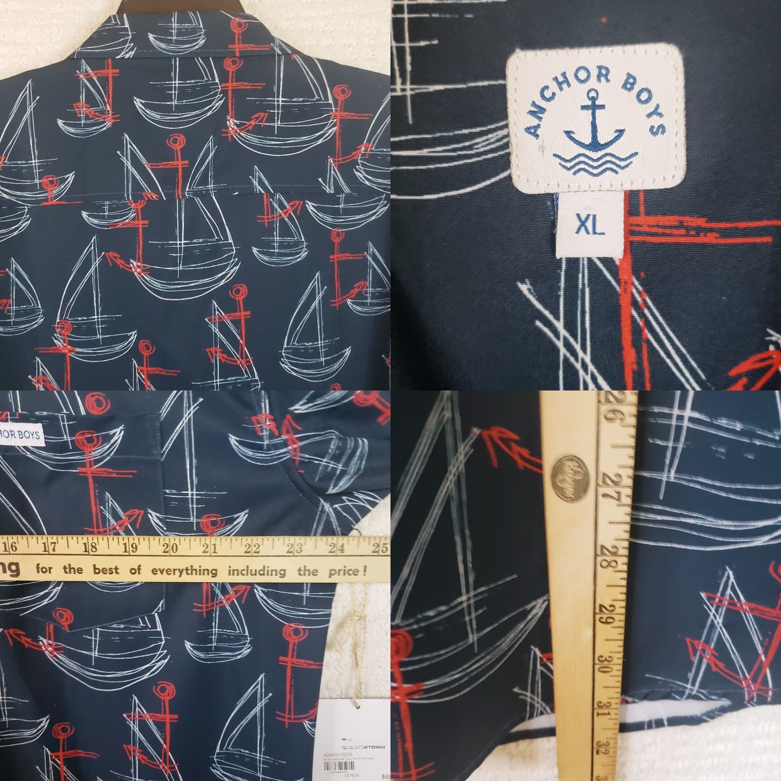Vintage Anchor Boys Nautical Shirt Mens XL Blue Short Sleeve Casual Button Camp Hawaiian Size US XL / EU 56 / 4 - 9 Thumbnail