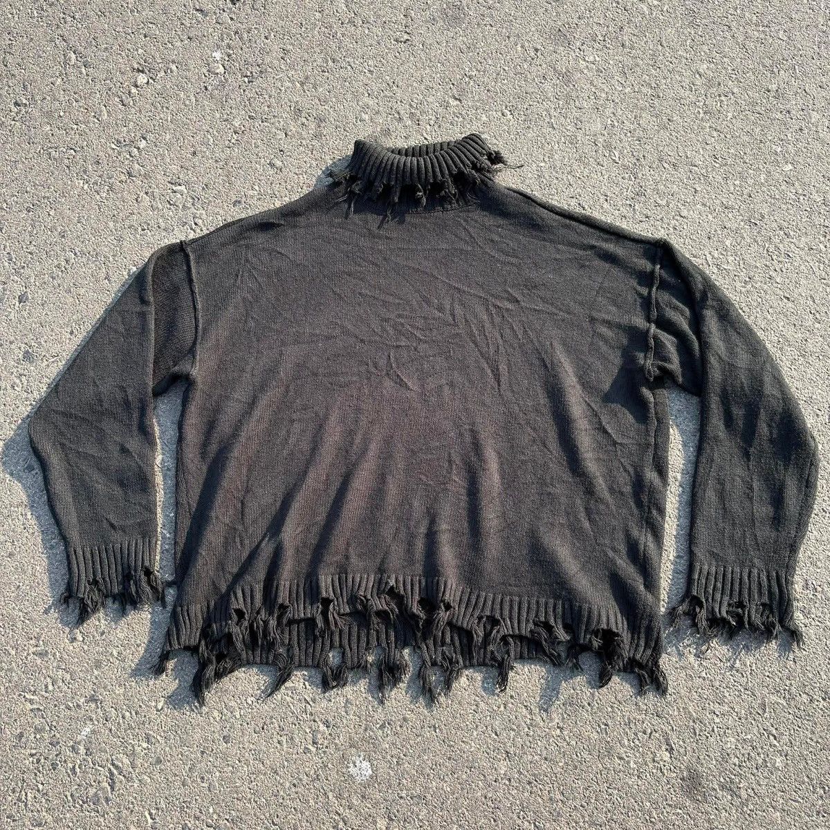 Japanese Brand Distressed Turtleneck Knit Sweater Raw Hem Grunge Archive Size US XL / EU 56 / 4 - 10 Thumbnail