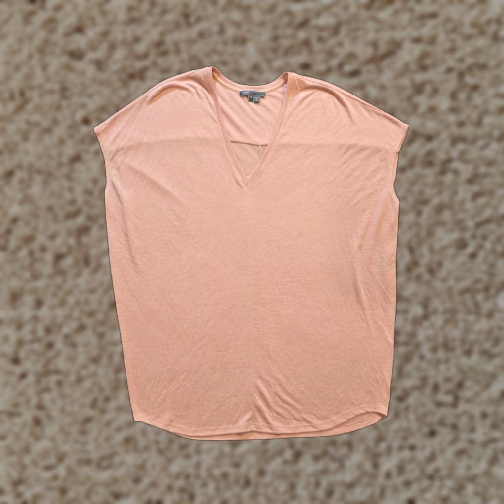 Vince Vince Top Women XS Pink Short Sleeve Stretch Knit Boxy Relaxed Casual Basic Size XS / US 0-2 / IT 36-38 - 1 Thumbnail