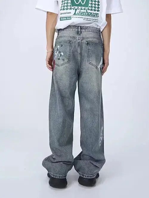 Japanese Brand distressed grunge faded paint baggy jeans Size US 28 / EU 44 - 4 Thumbnail