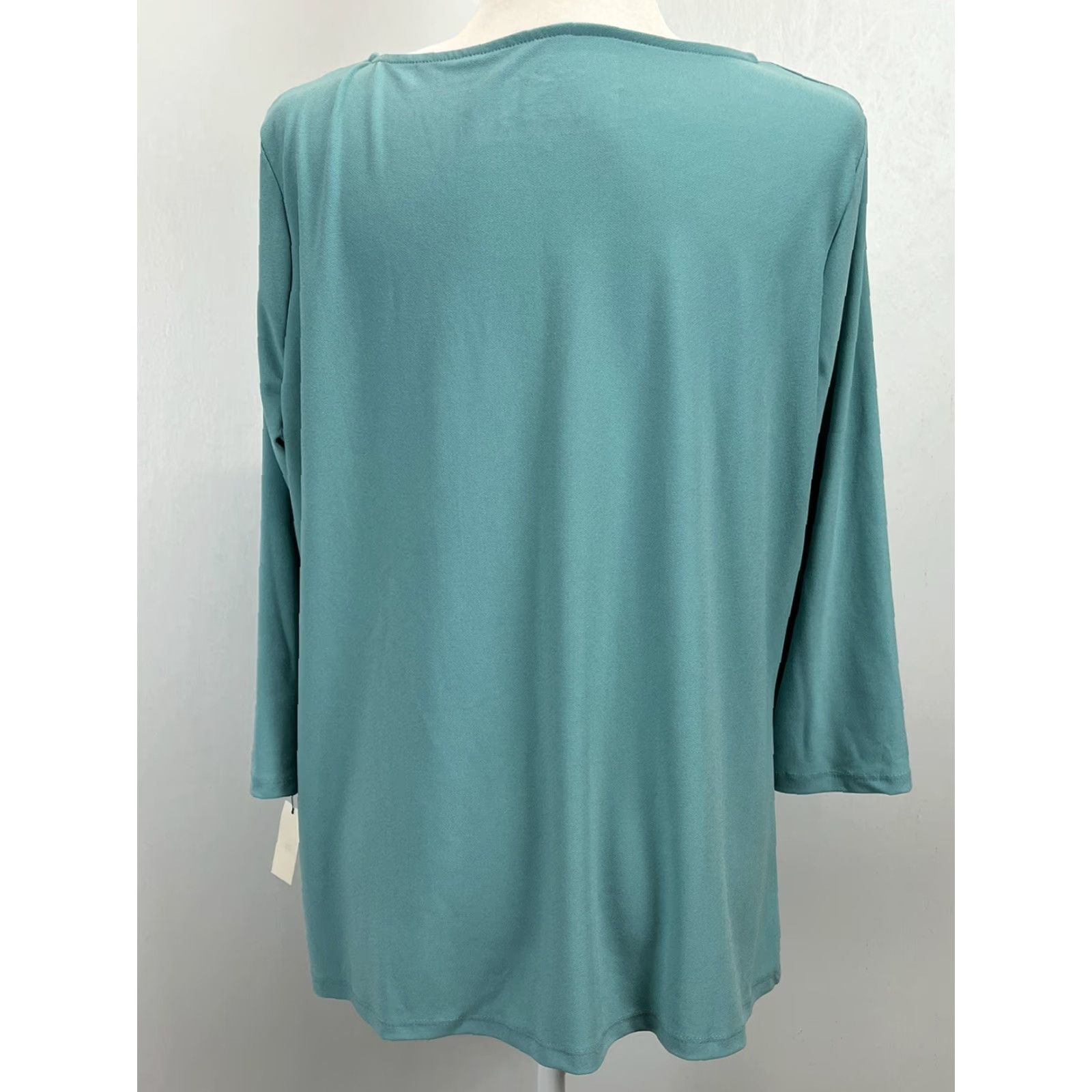 Talbots VINTAGE Talbots Blouse Womens Plus 1X Green Long Sleeve Casual Shirt with Ruched Sides Size XL / US 12-14 / IT 48-50 - 3 Thumbnail