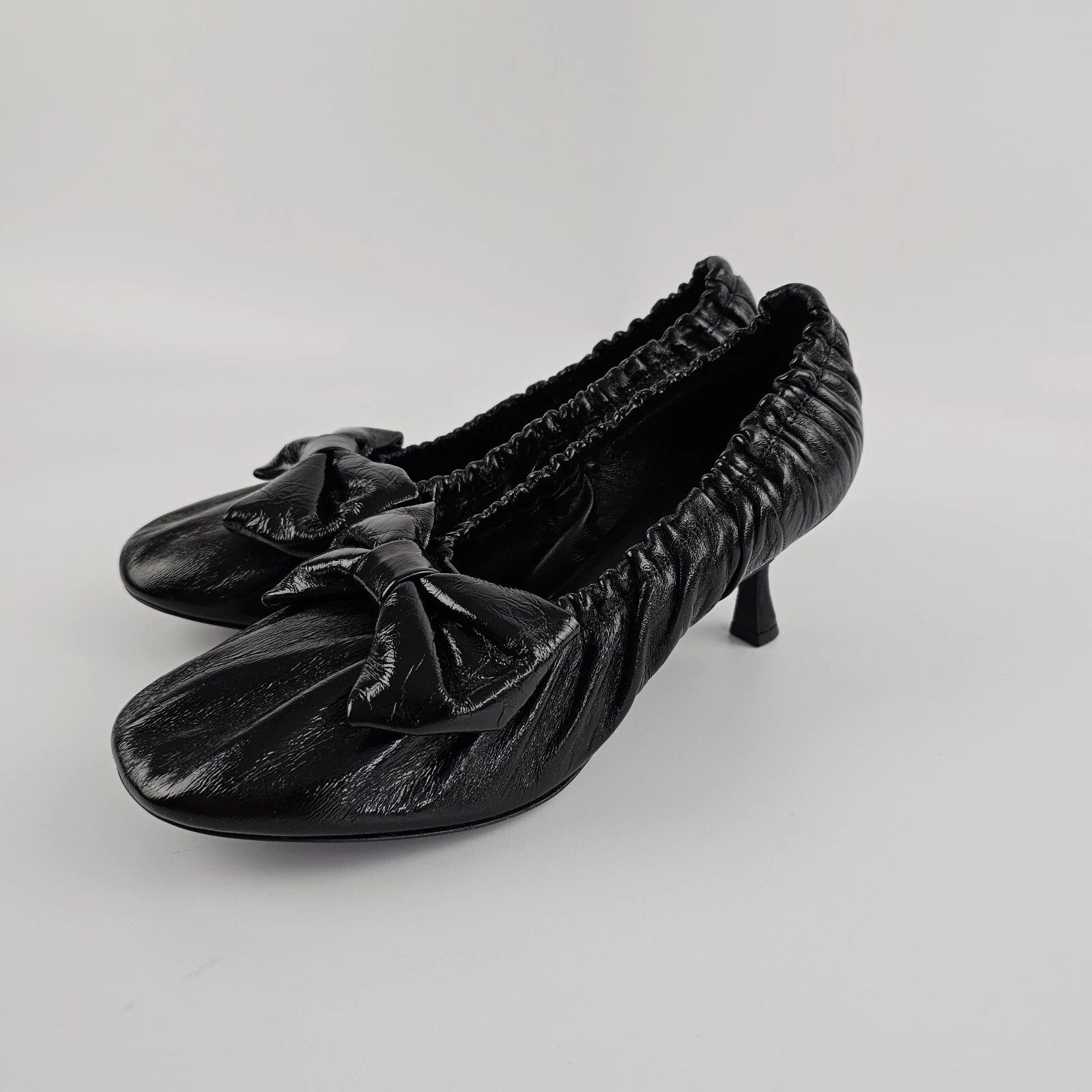 ACNE STUDIOS Black Leather Bow 60mm Pumps New