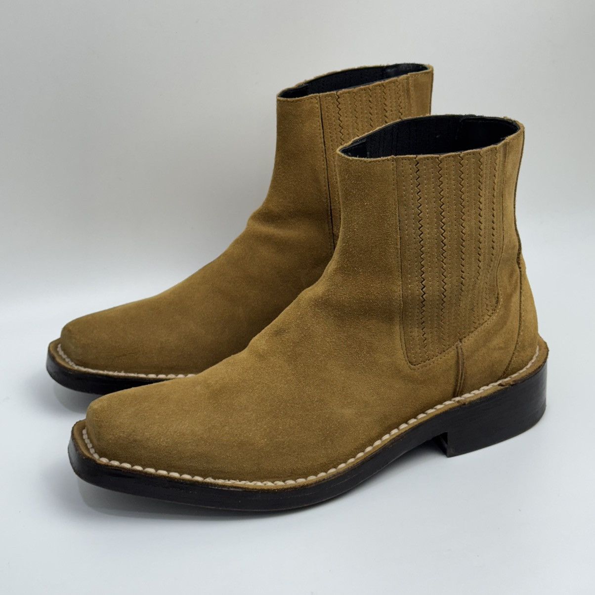Kenzo Kenzo Kolorado Square Moc Toe Chelsea Boots - Tan Suede Size US 9 / EU 42 - 1 Thumbnail