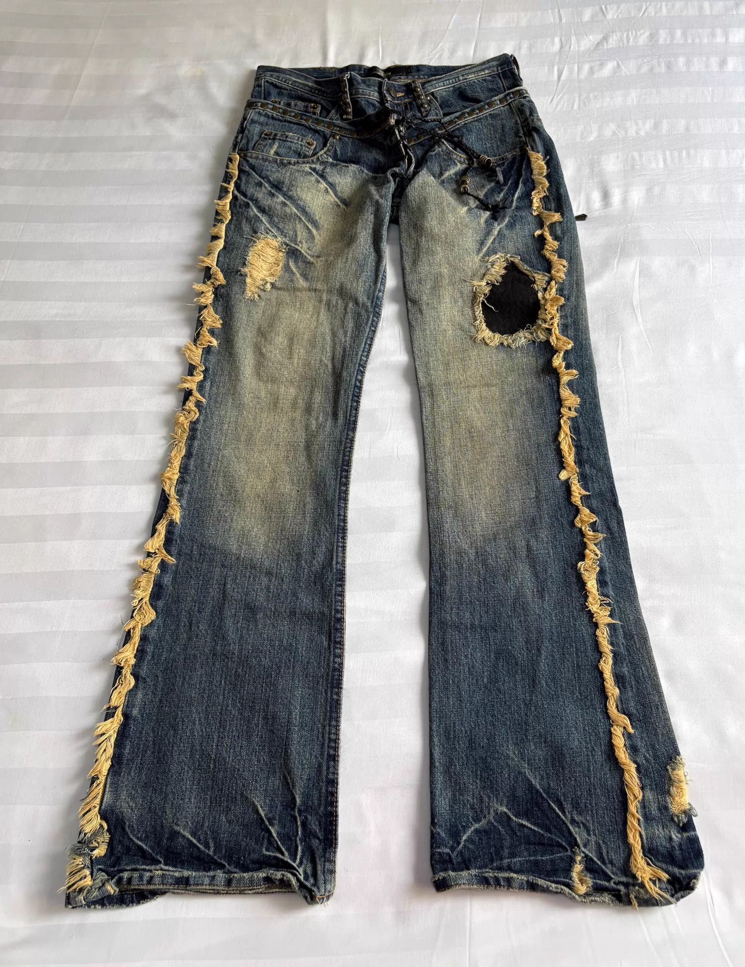 Midas Vintage Japanese Double Waist Rivet Fringe Jeans