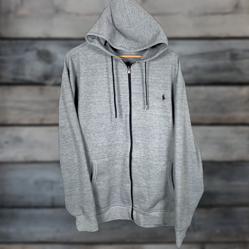 Polo Ralph Lauren Zip Hoodie Adult 2XL Heather Gray Sweatshirt Cotton Blend