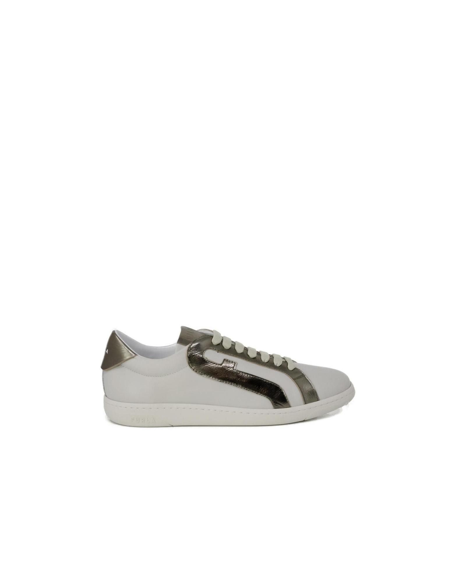 image of Furla Leather Lace-Up Sneakers in Gold, Women's (Size 7)