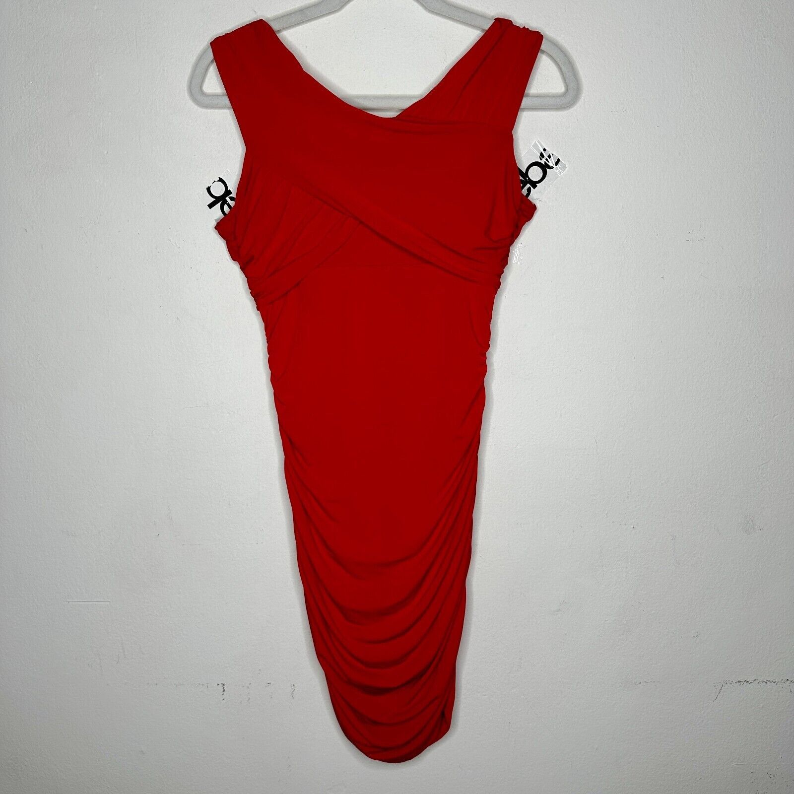 Guess Guess Red Ruched Draped Off-Shoulder Cross Back Mini Dress S Size S / US 4 / IT 40 - 1 Thumbnail