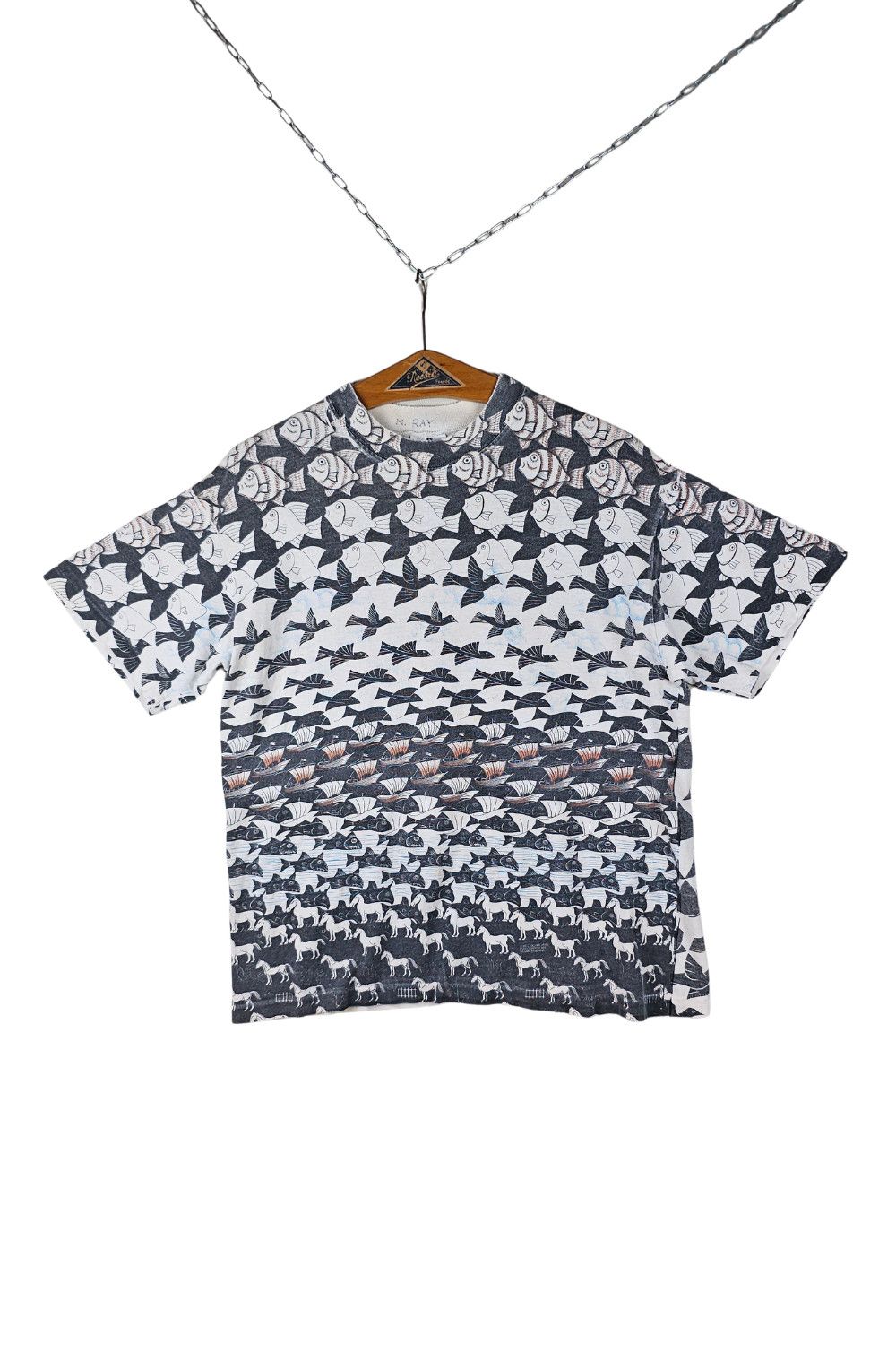 Vintage 1990s M.C. Escher AOP Wrap Tee - USA Made Size US L / EU 52-54 / 3 - 1 Thumbnail