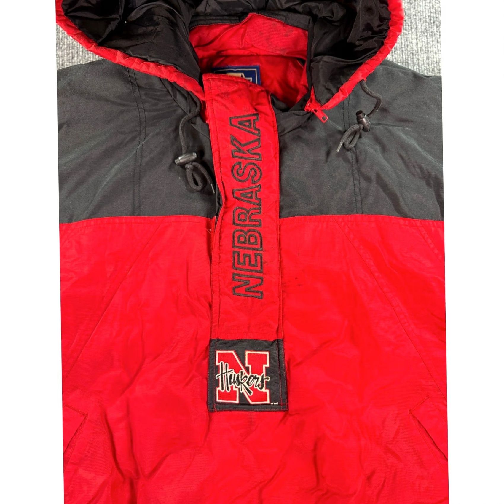 Starter VINTAGE Starter Nebraska Cornhuskers Jacket Mens 2XL Red Hooded Puffer Half Zip Size US XXL / EU 58 / 5 - 5 Thumbnail