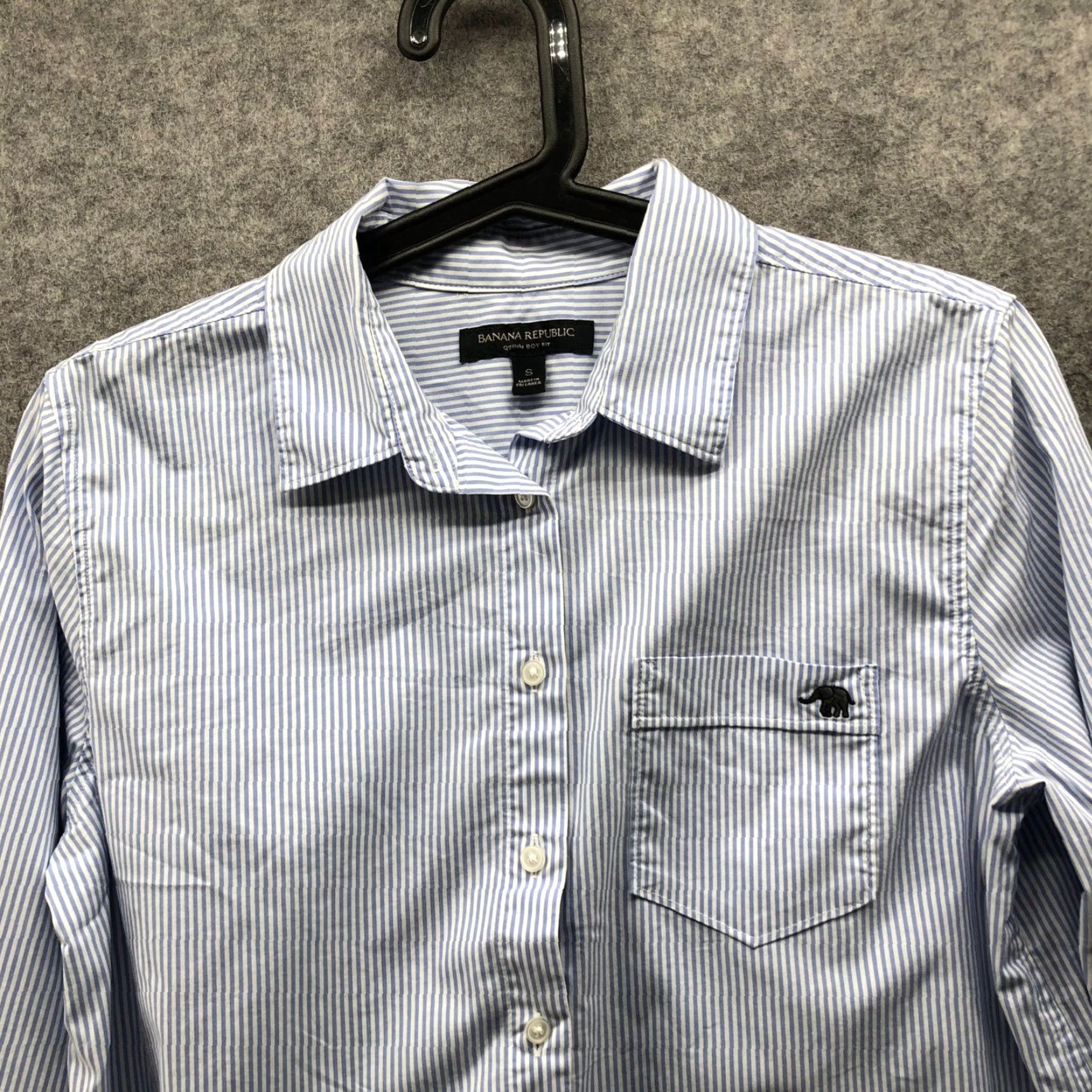 Banana Republic Banana Republic Quinn Boy Fit Shirt Womens S Blue Striped Long Sleeve Poplin Shirt Size S / US 4 / IT 40 - 6 Thumbnail