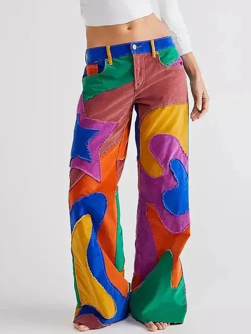 Japanese Brand Women Pants Patchworked Flare High Waist Wide Leg Size 30" / US 8 / IT 44 - 1 Thumbnail