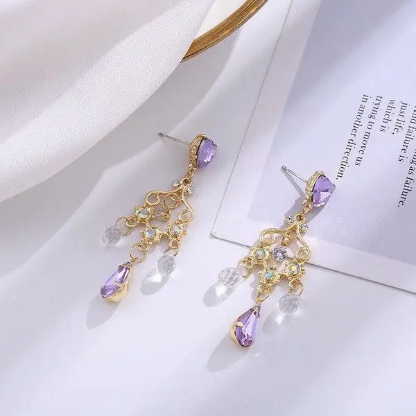 Jewelry × Other × Vintage Fashion Elegant Crystal Dangle Drop Earrings for Women Size ONE SIZE - 2 Thumbnail