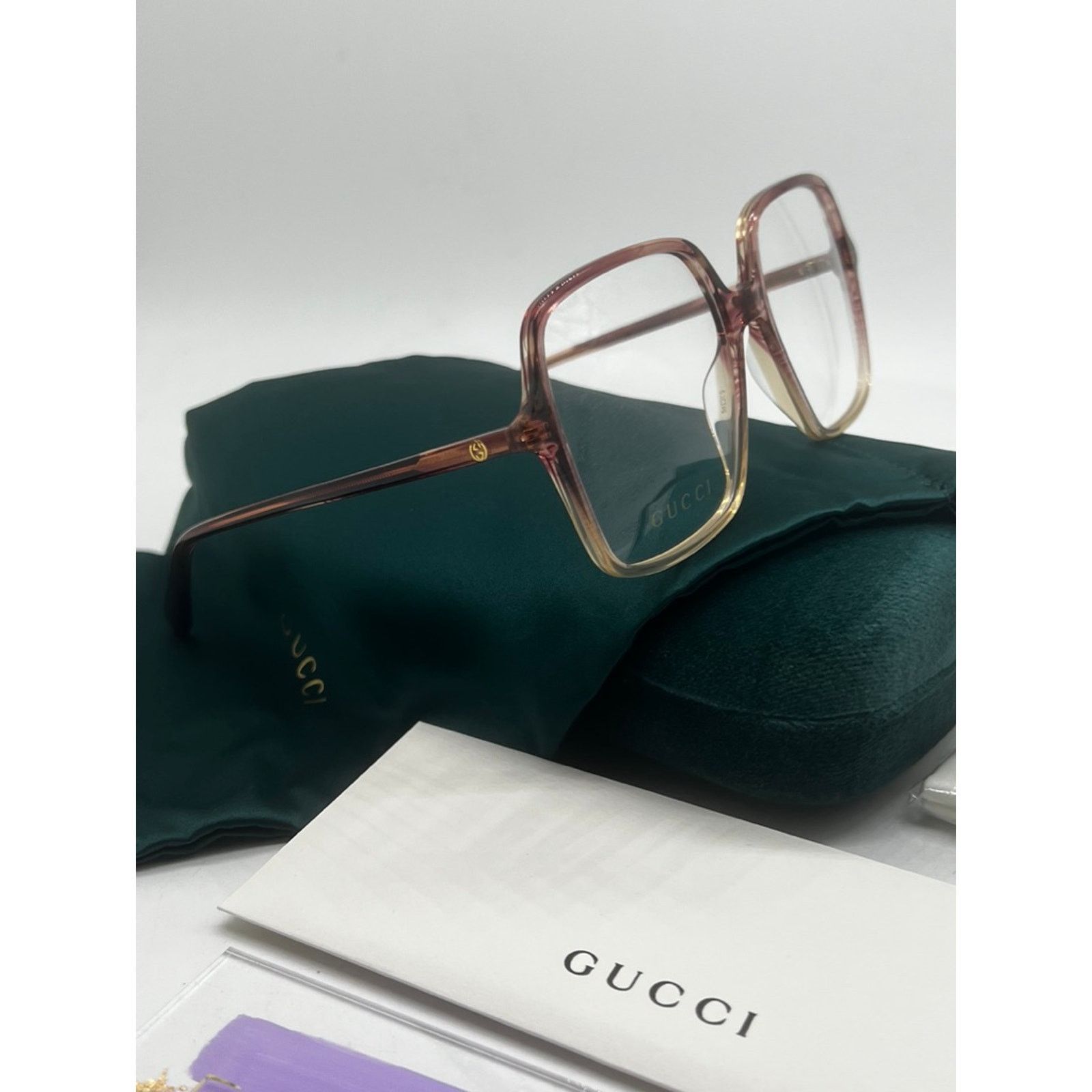 Gucci NEW Gucci GG1003O Pink Ombre Square Eyeglasses Frames Size ONE SIZE - 6 Thumbnail