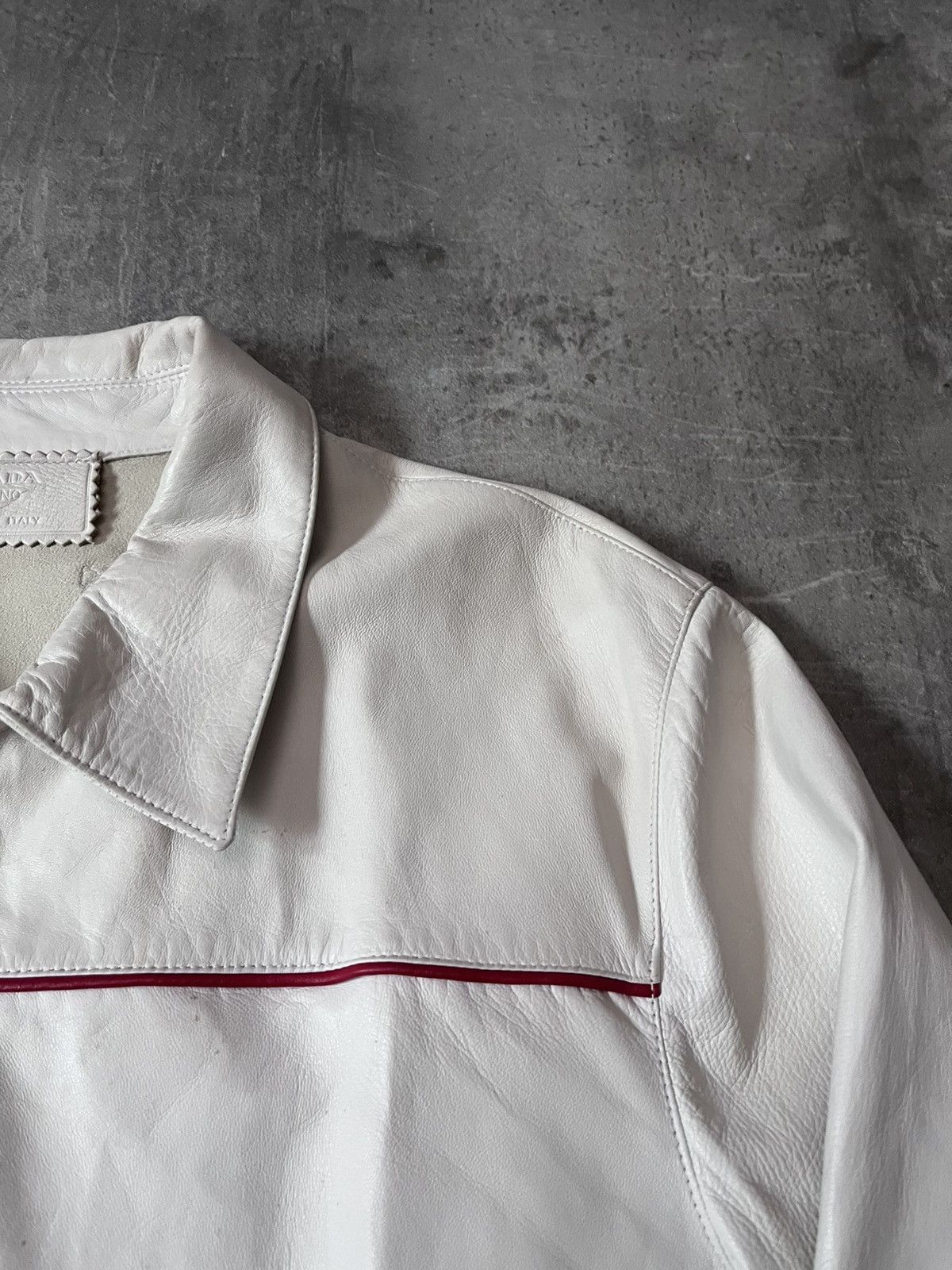 Prada Vintage Prada soft leather jacket white red line 90s Size US L / EU 52-54 / 3 - 8 Thumbnail