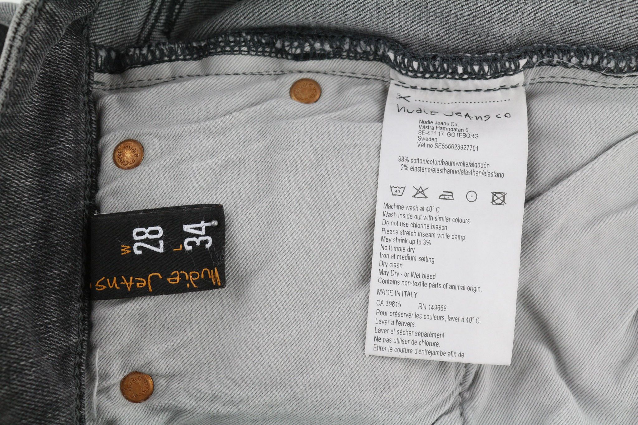 Nudie Jeans SKINNY LIN W28/L34 Grey Wolf Stretch Jeans 80461 Size US 28 / EU 44 - 6 Thumbnail