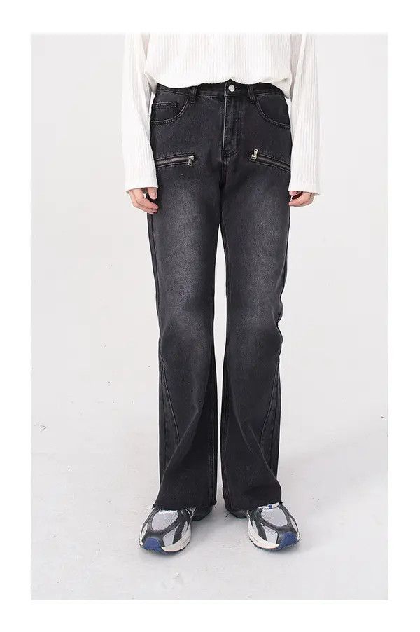Japanese Brand Trendy mid-rise loose wide-leg straight flared jeans Size US 32 / EU 48 - 6 Thumbnail