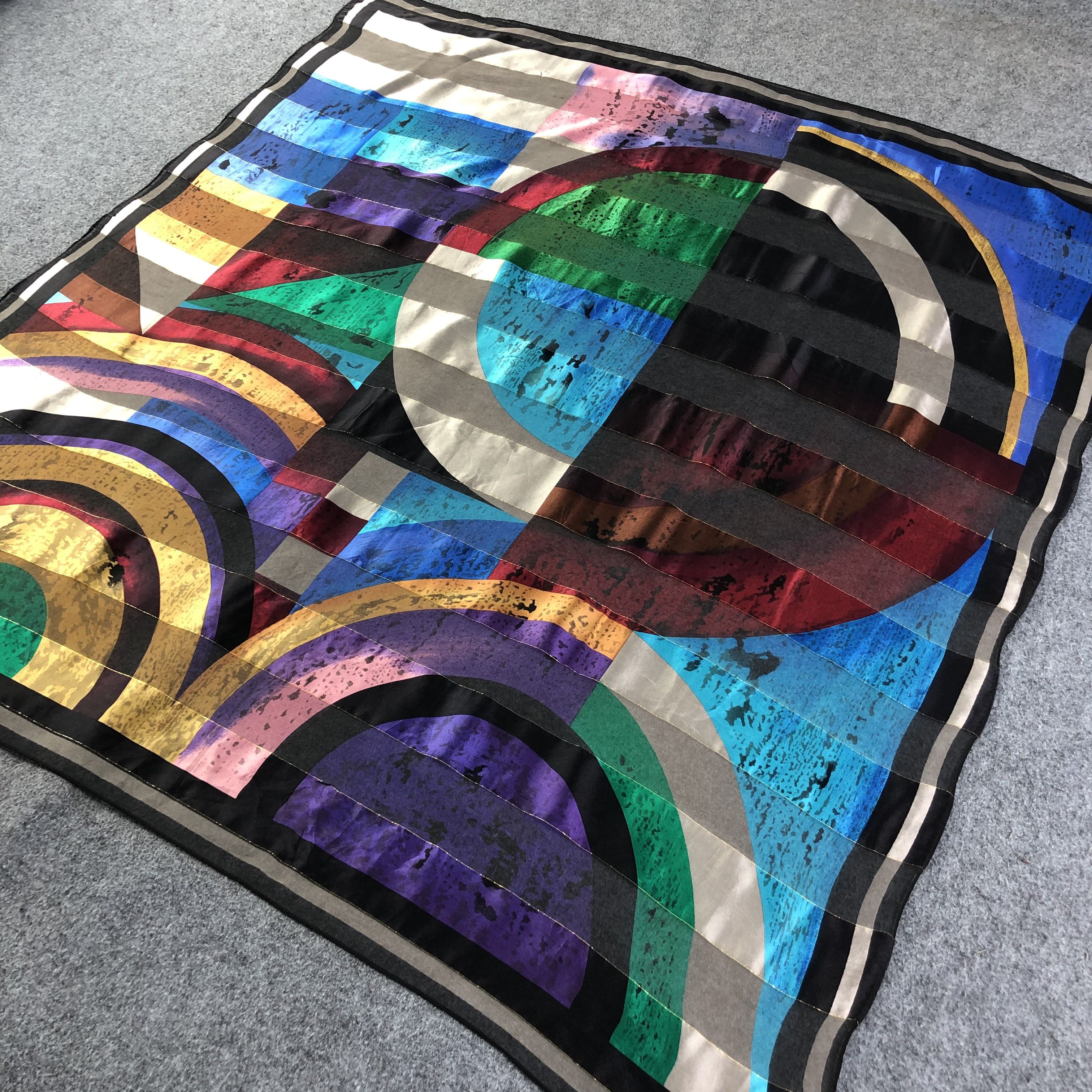 Japanese Brand Abstract Art Slit Thread Silk Scarf M707 Size ONE SIZE - 2 Thumbnail