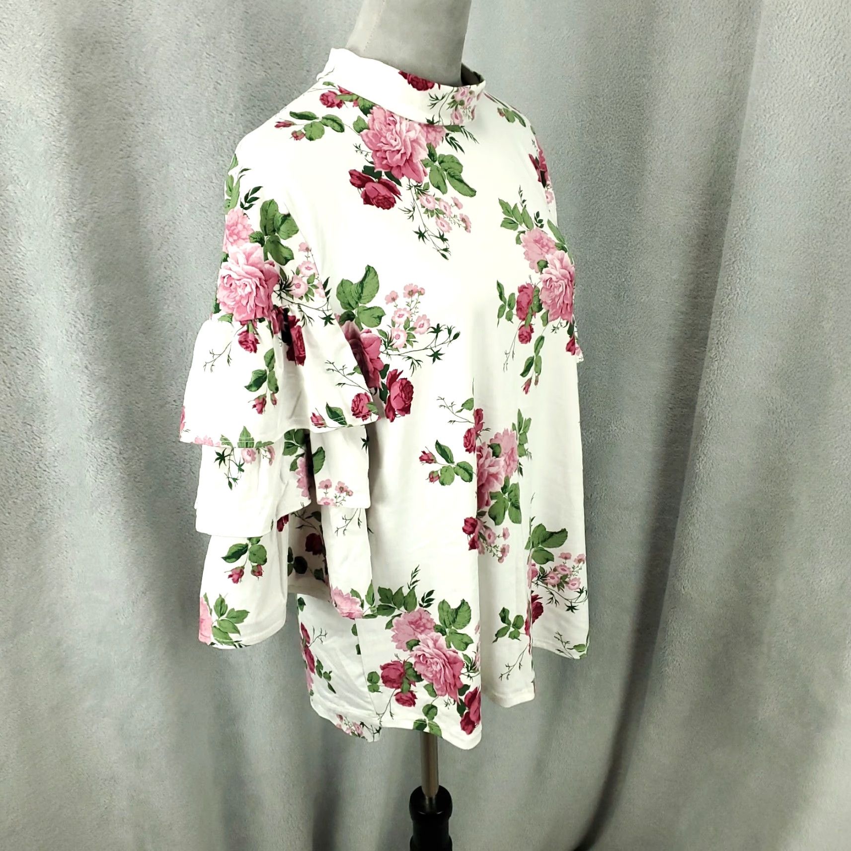 Vintage Womens Top Plus Size 2X Layered Ruffled Tiered Sleeve Flutter Sleeve 3/4 Sleeve Bohemian Basic Blouse Touch Me Size XXL / US 16-18 / IT 52-54 - 6 Thumbnail