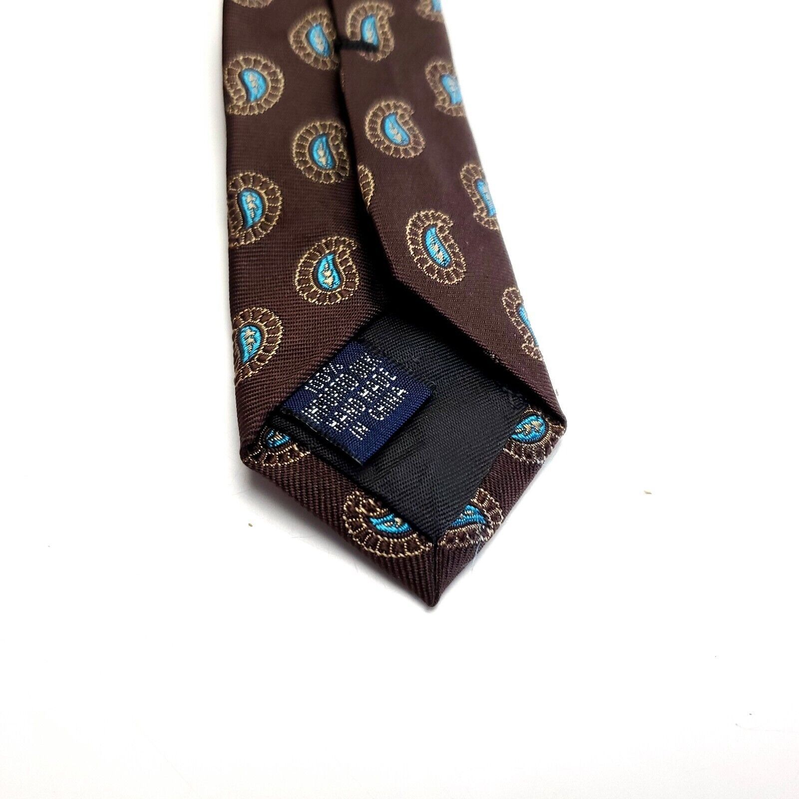 Paul Fredrick Paul Fredrick Brown Paisley Geometric Silk Tie Long Size ONE SIZE - 4 Thumbnail