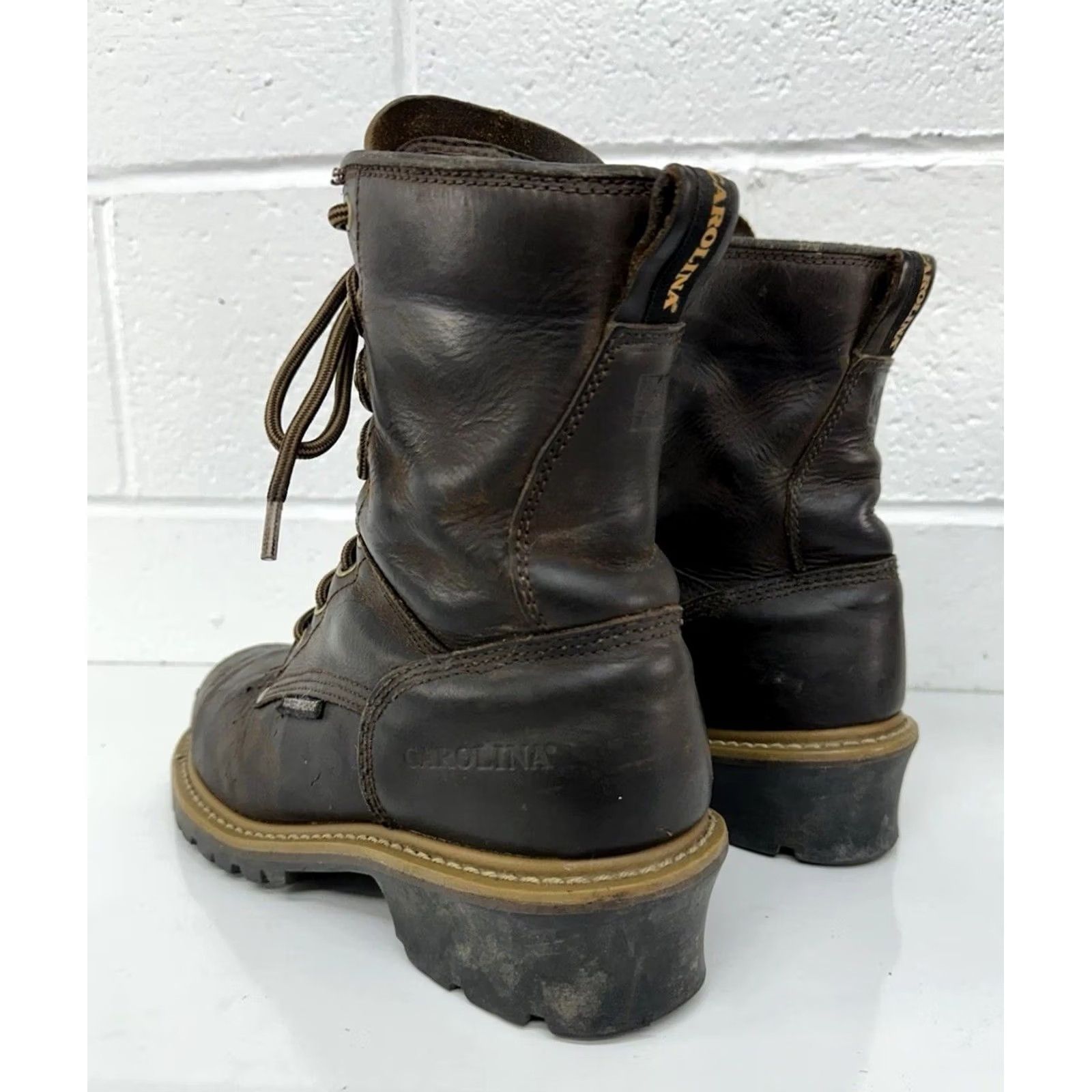 Vintage CAROLINA Elm Logger Boots Steel Toe Brown Leather 8” Men’s 10 D Size US 10 / EU 43 - 5 Thumbnail