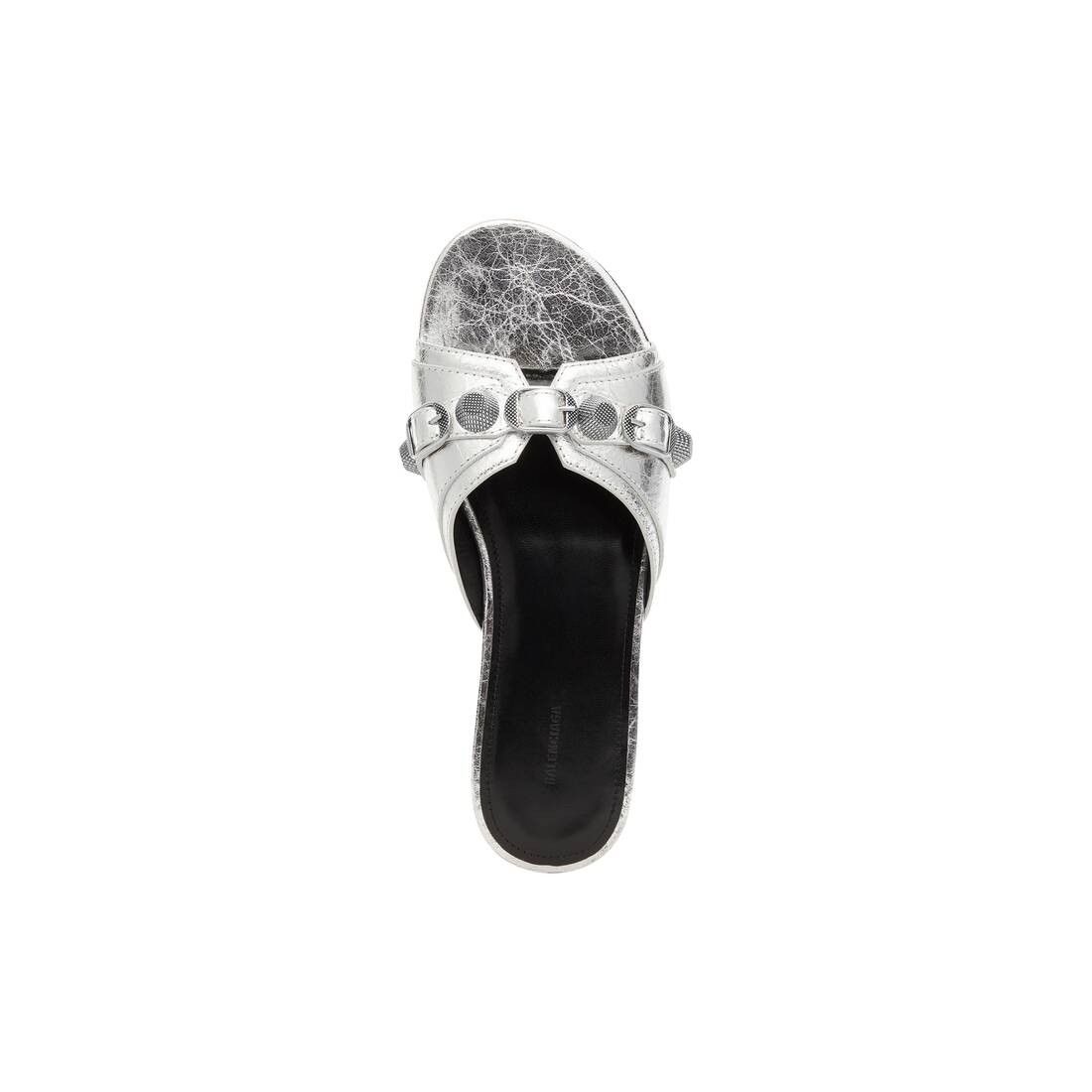 Balenciaga o1w1db10625 Cagole Sandals Metallized in Silver Size US 9 / IT 39 - 6 Thumbnail