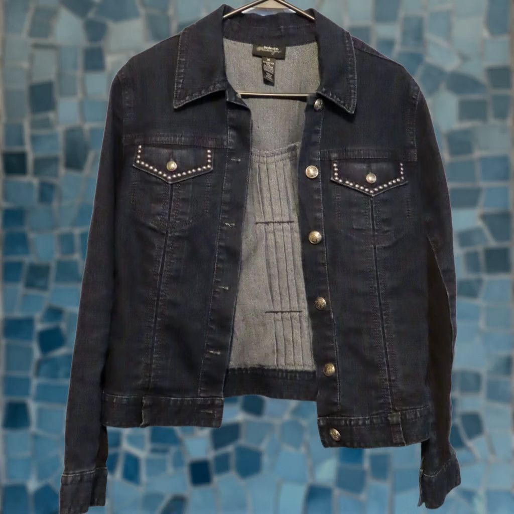 Vintage Style & Co. Denim Jacket Women Blue Medium Wash Short Sleeve Trucker Button Pockets Casual Workwear Size M / US 6-8 / IT 42-44 - 1 Thumbnail