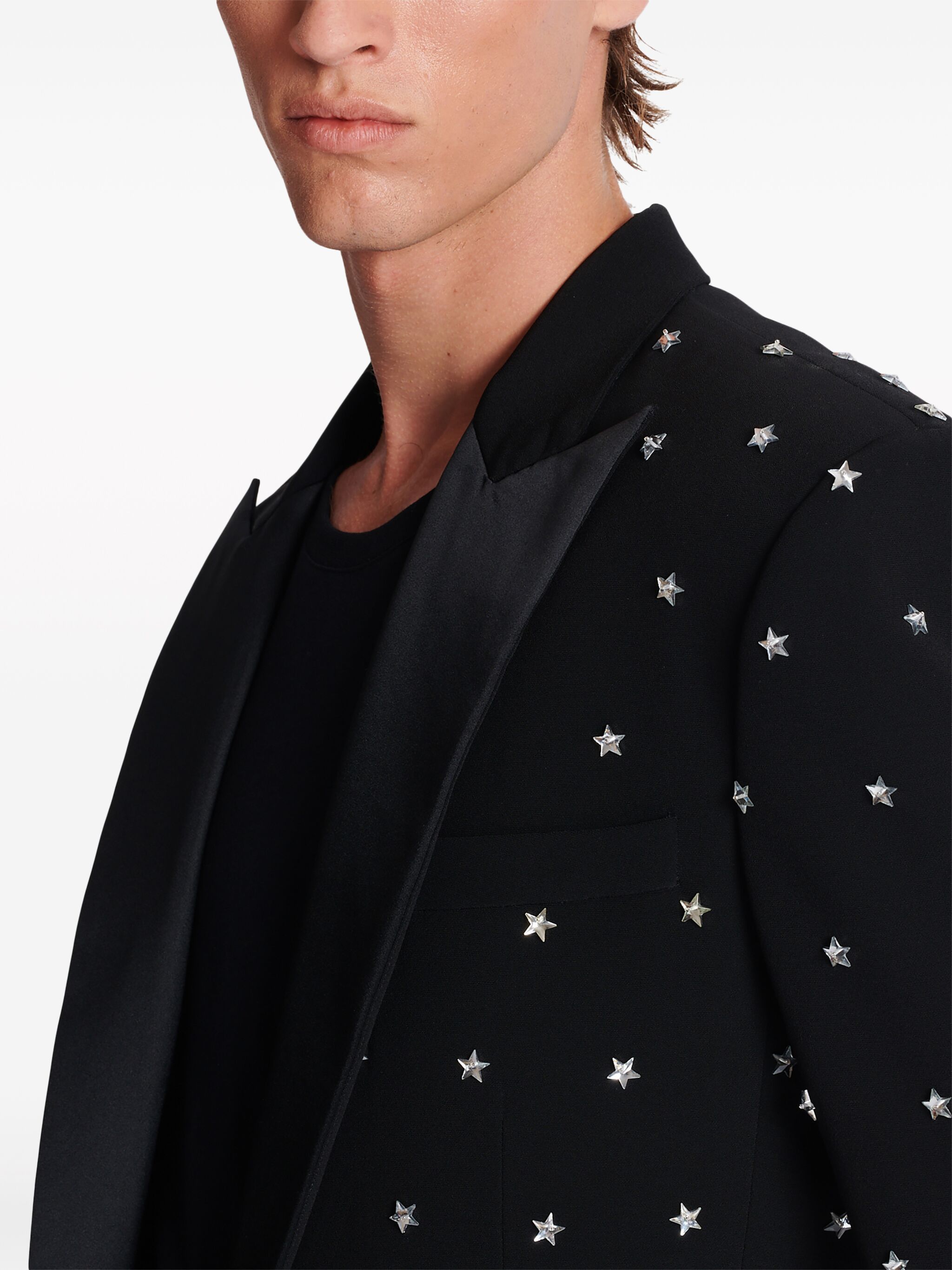Balmain o1s1wg110125 Stars Embroidered Blazer in Black Size US L / EU 52-54 / 3 - 7 Thumbnail