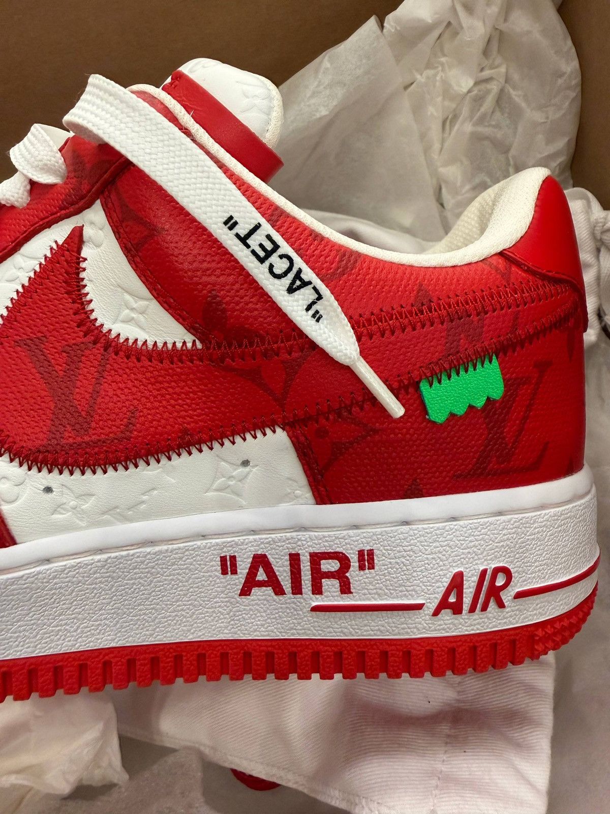 Louis Vuitton Louis Vuitton x Nike Air Force 1 Low White Red Virgil Abloh Size US 8.5 / EU 41-42 - 9 Thumbnail