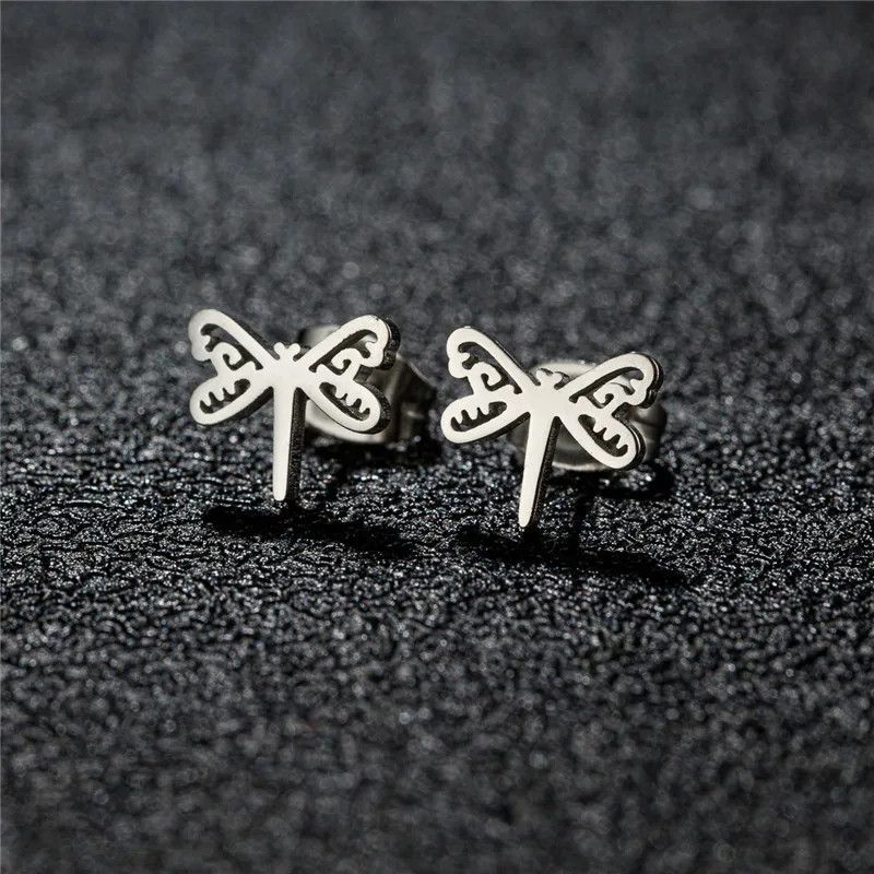 Jewelry Dragonfly Mini Stud Earrings Charm Earring Gift Size ONE SIZE - 1 Preview