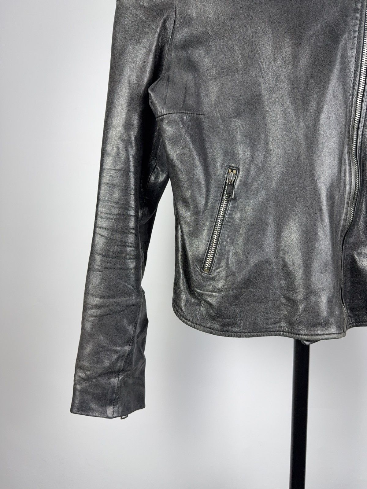 Massimo Dutti Vintage Genuine Leather MOTO BIKER Bomber Jacket Rock Punk Size L / US 10 / IT 46 - 3 Thumbnail