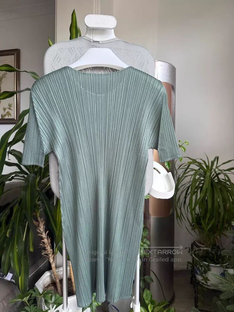 Issey Miyake Issey Miyake Moss Green Ruched Long Vest Size L / US 10 / IT 46 - 7 Thumbnail