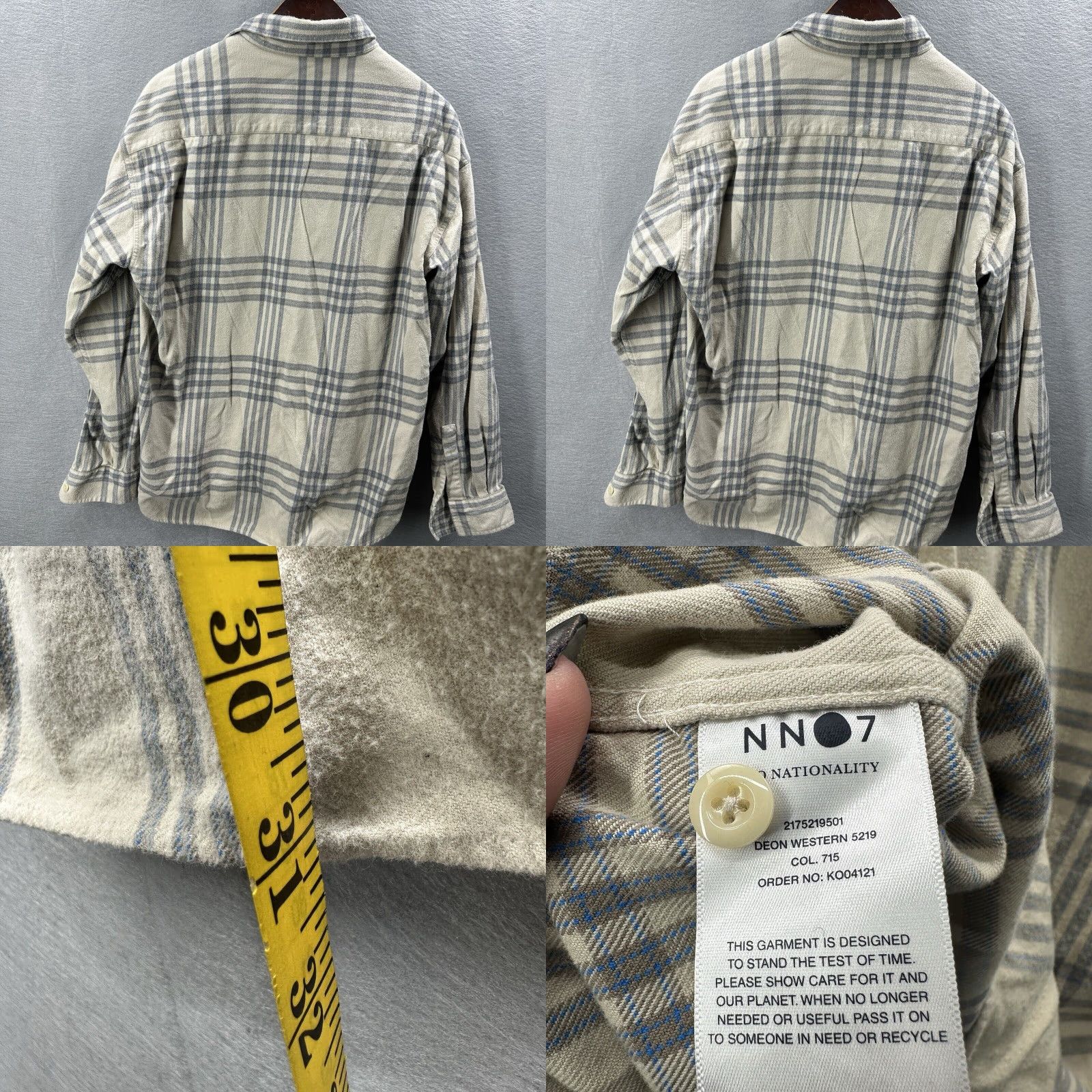 NN07 NN07 Beige Button-Up Shirt Mens Medium Long Sleeve Flannel Plaid Casual Workwear Size US M / EU 48-50 / 2 - 8 Thumbnail