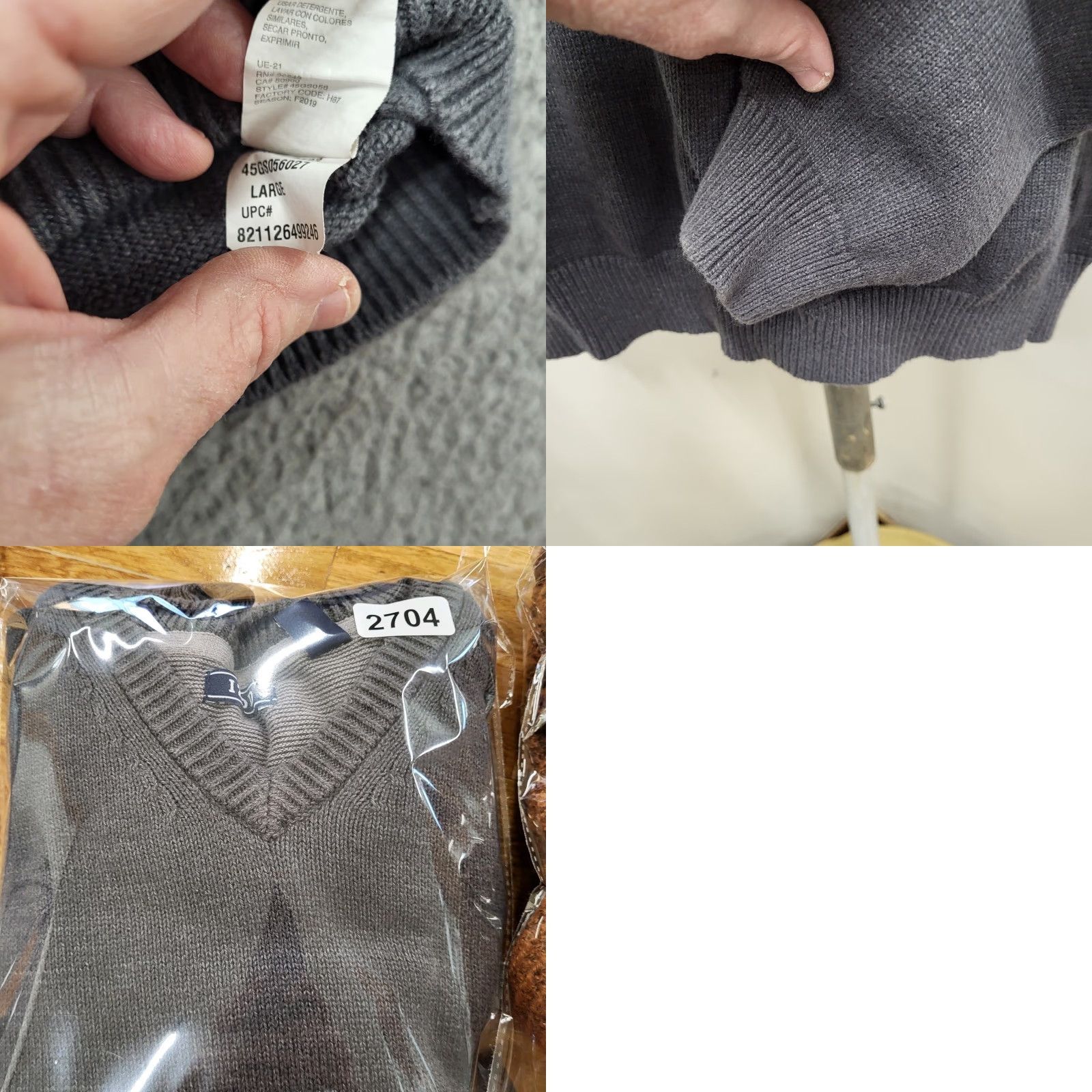 Izod IZOD Sweater Mens Size Large Charcoal Gray V-Neck Long Sleeve Preppy College Pullover Knitting Knit Embroidered Logo Gray Regular Fit Adult Mens Size US L / EU 52-54 / 3 - 9 Thumbnail