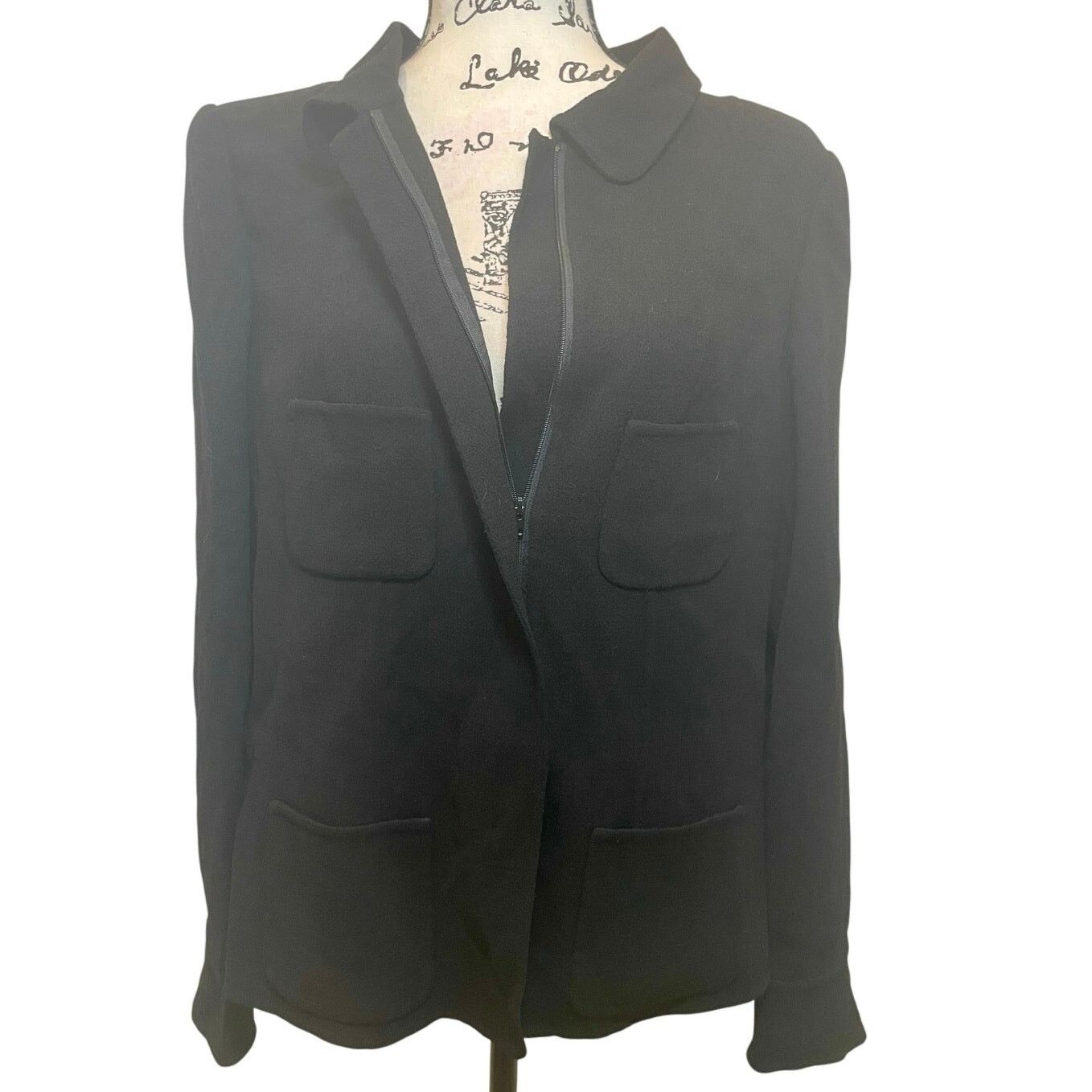 Oscar De La Renta 90’s OSCAR DE LA RENTA BLAZER SILK ZIP UP BLACK SZ 12 GOTH Size XL / US 12-14 / IT 48-50 - 14 Thumbnail