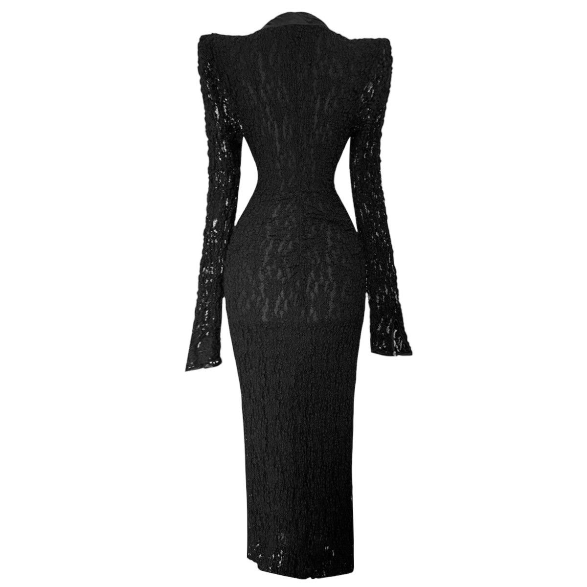 Dolce & Gabbana D&G Dolce & Gabbana black textured lace dress with satin bow Size S / US 4 / IT 40 - 4 Thumbnail
