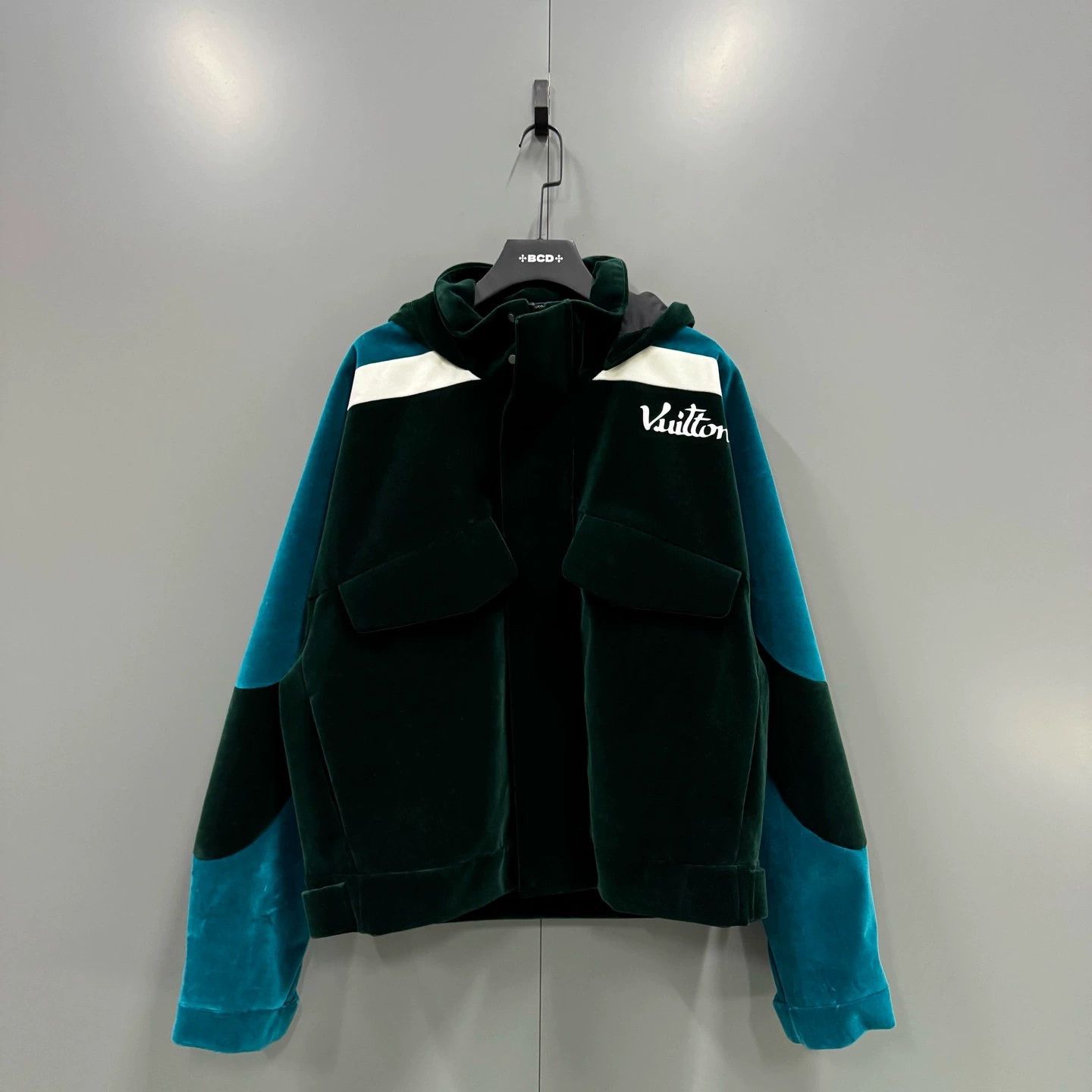 louis vuitton color-blocked hooded jacket