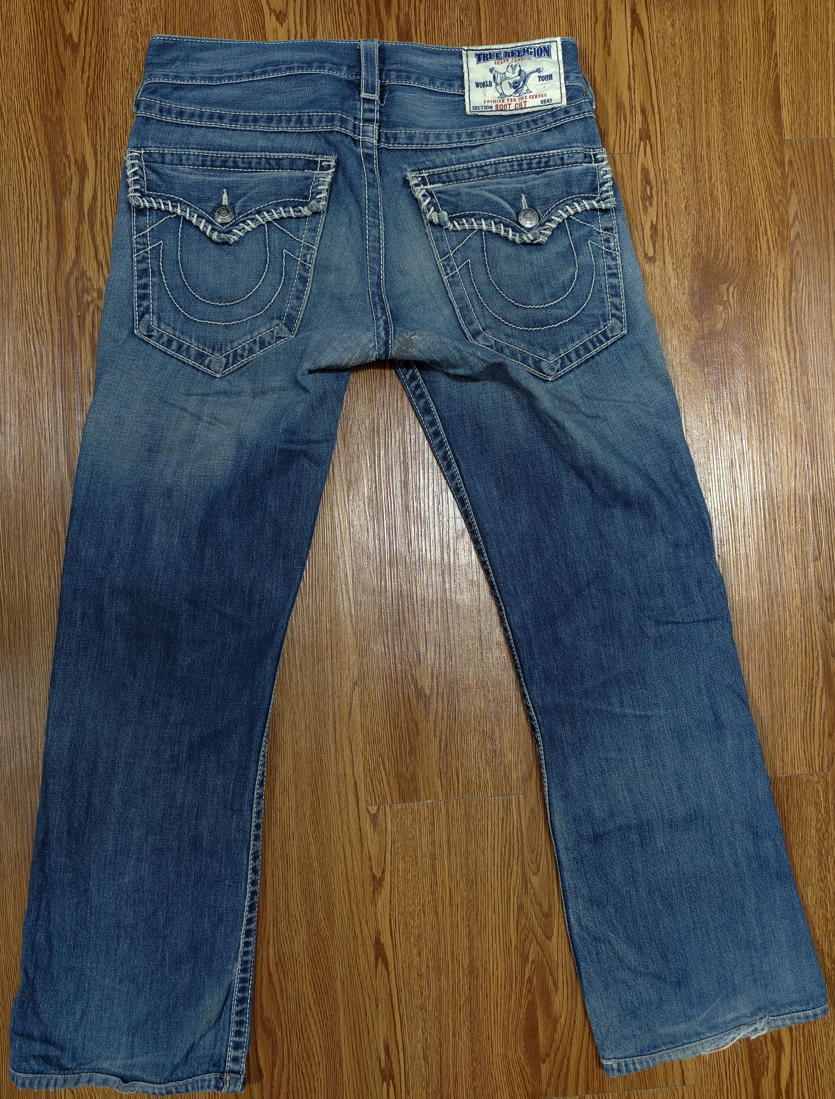 True Religion Y2K True Religion Boot Cut White Stitch Super T Flares 2000s Size US 31 - 1 Thumbnail