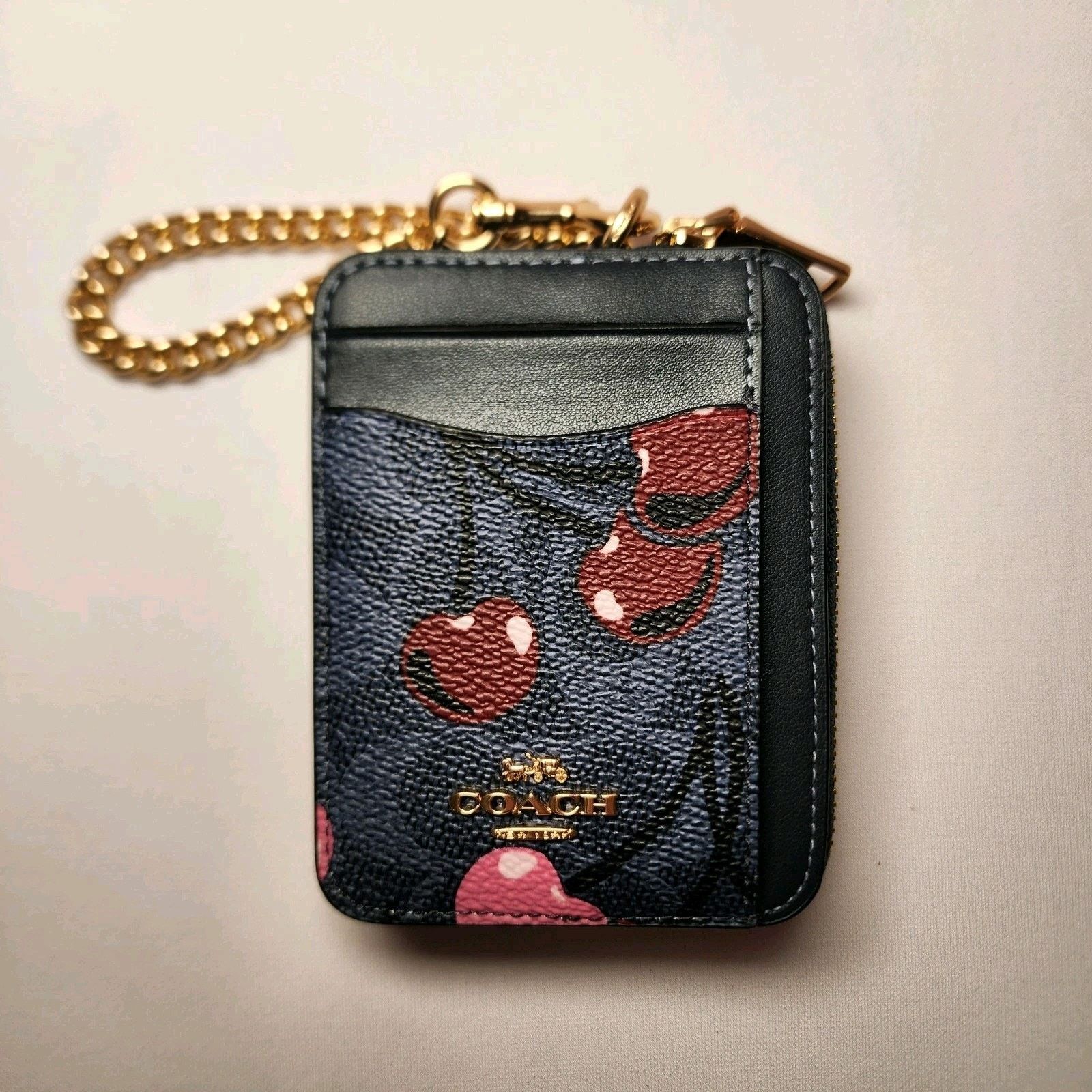 Coach NWT Coach CZ468 Zip Card Case Signature Canvas Cherry Denim Size ONE SIZE - 3 Thumbnail
