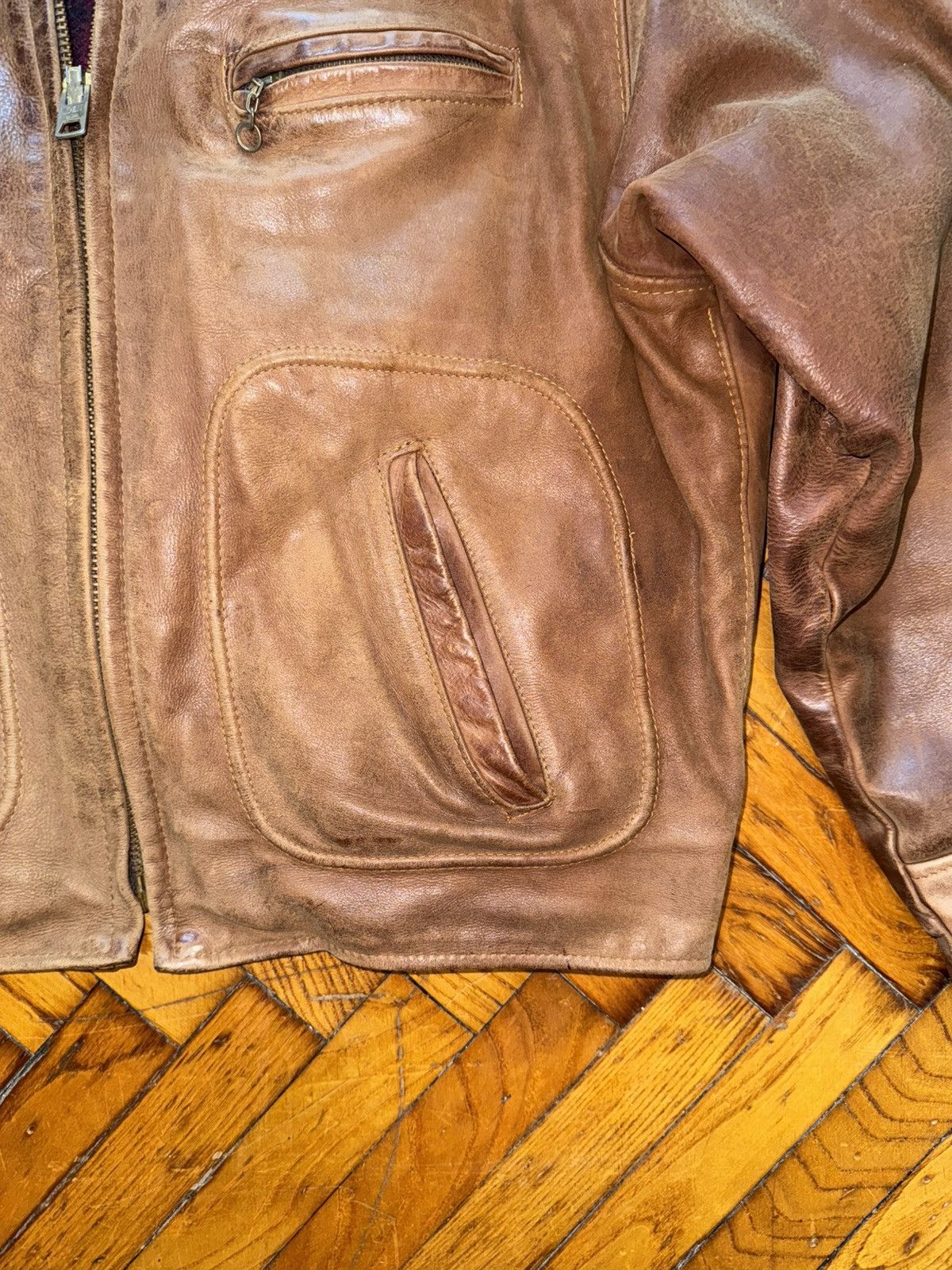 Schott Sunfaded brown leather Steerhide Schott mod. 133 highwayman Size US XXL / EU 58 / 5 - 9 Thumbnail
