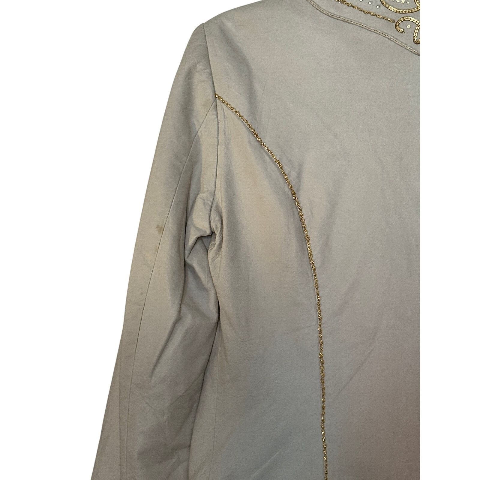 Roberto Cavalli ROBERTO CAVALLI Women Leather Jacket Beige Size S / US 4 / IT 40 - 8 Thumbnail