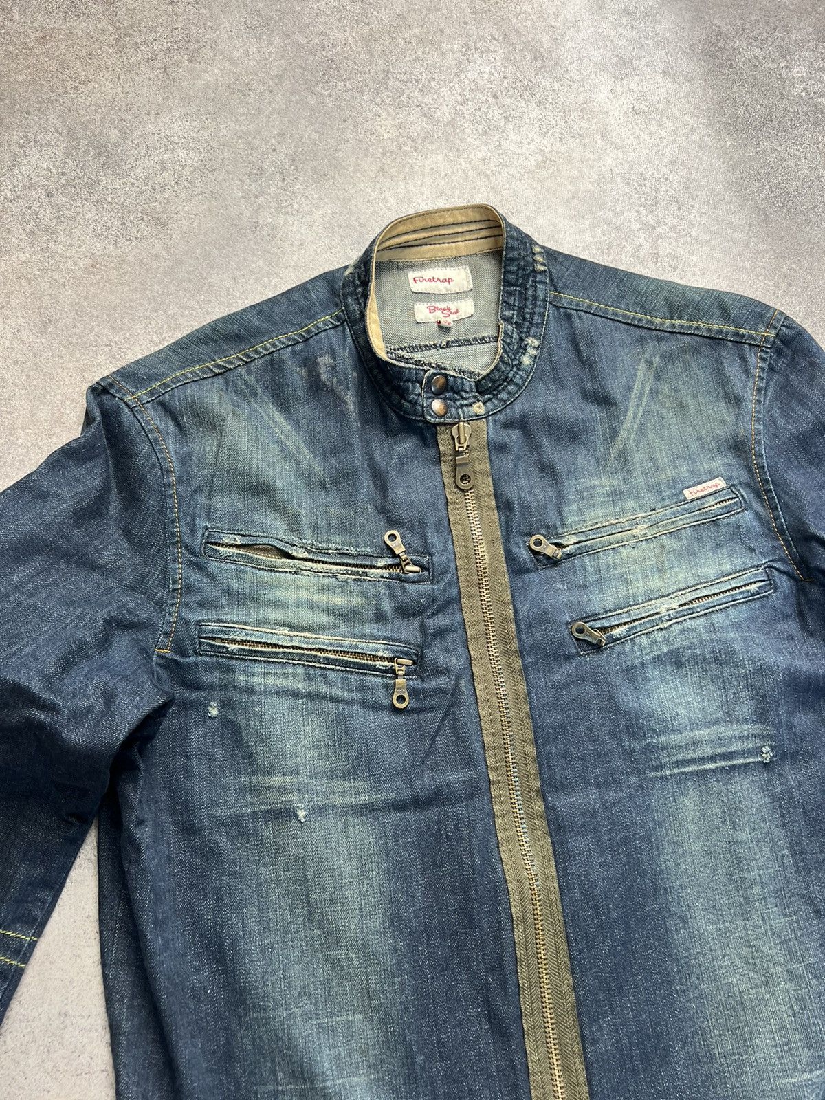 Firetrap vintage denim biker jacket