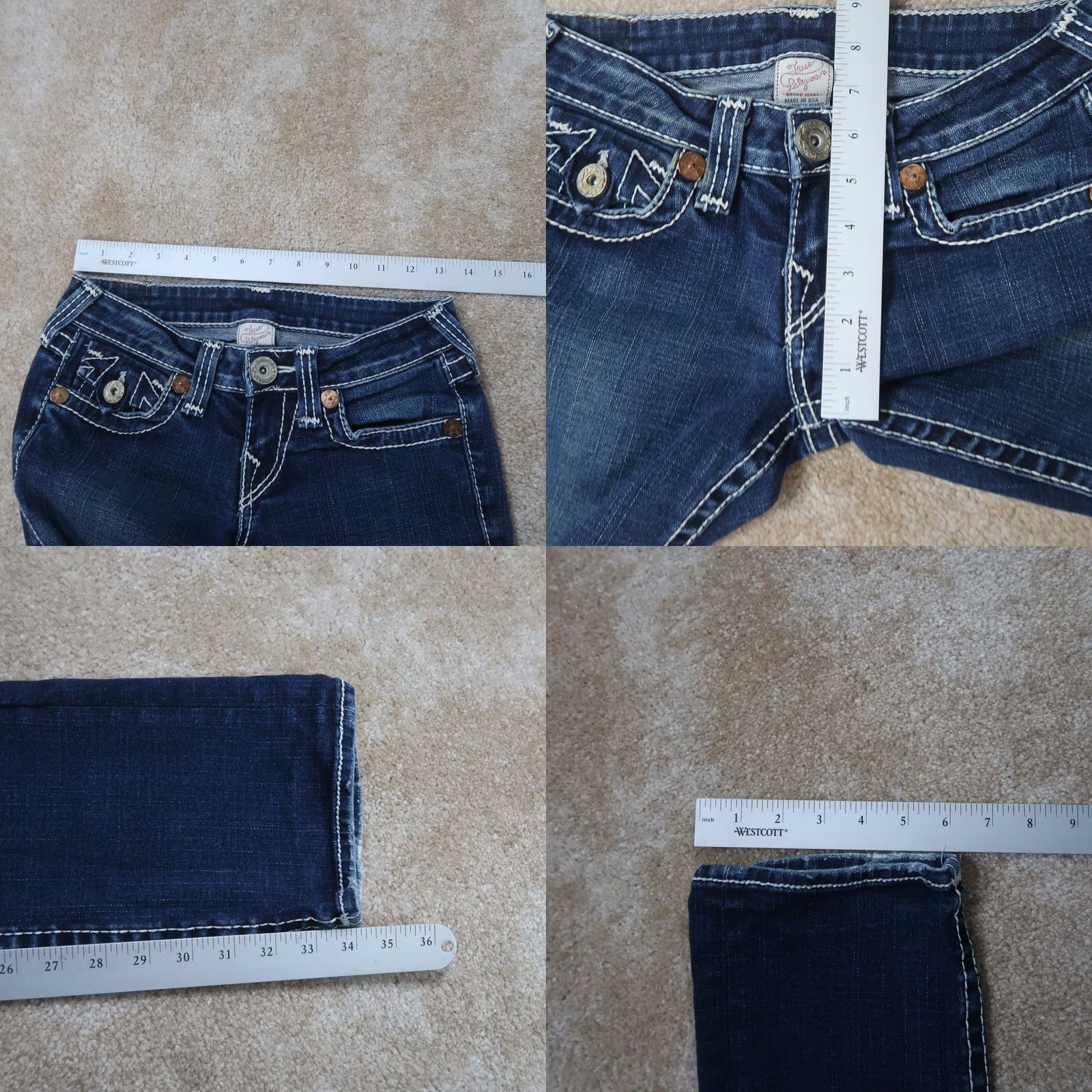 True Religion VINTAGE? True Religion Jeans Womens 25x34 Denim Blue Skinny Stretch 90s Halle Womens Jeans Size 42" / US 20 - 8 Thumbnail