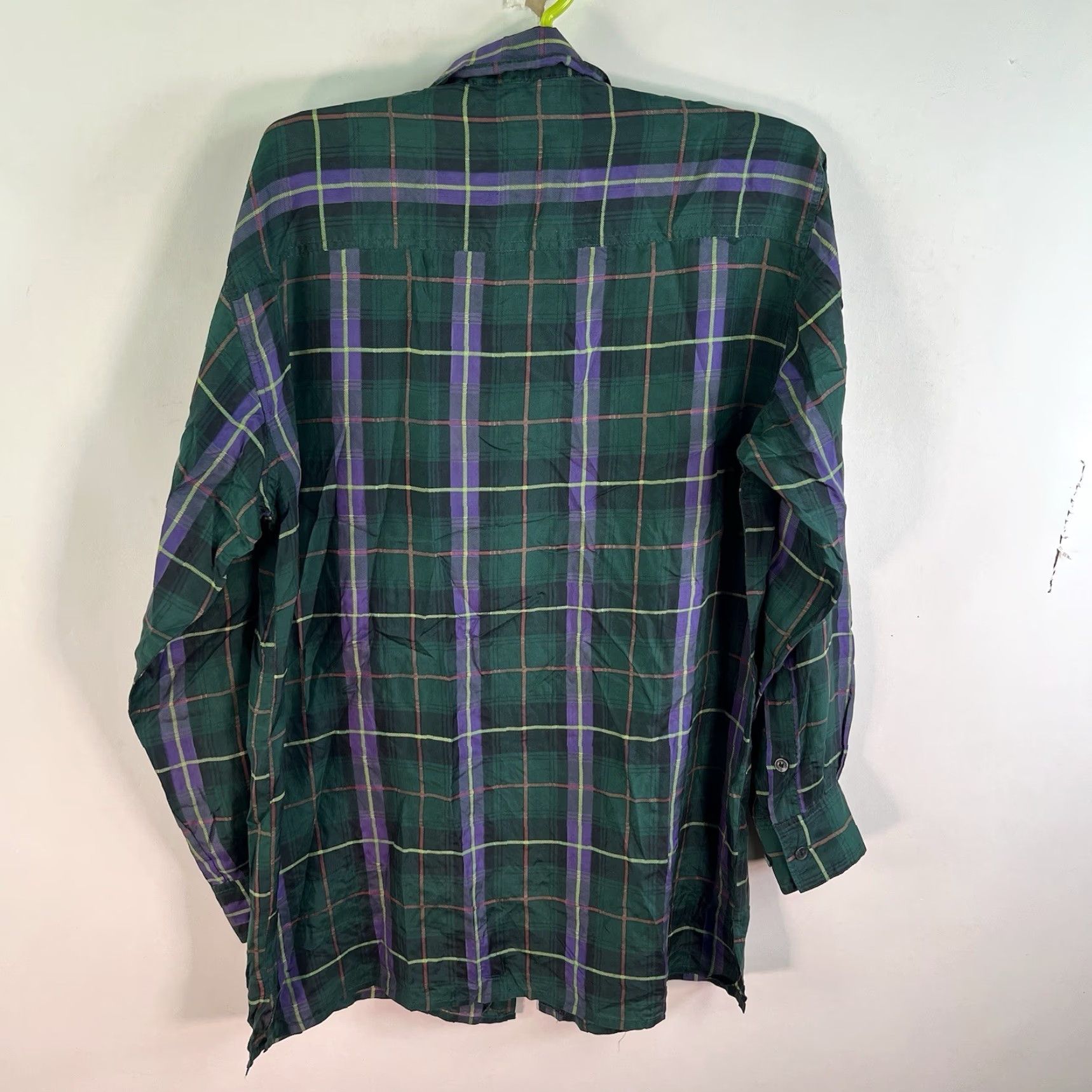 Vintage VINTAGE Robert Stock Men's Plaid Silk Shirt Adult Small Green Casual Party Workwear 90s Size US S / EU 44-46 / 1 - 4 Thumbnail